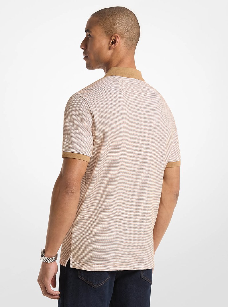 Michael Kors Waffle Stretch Cotton Polo Shirt DARK CAMEL