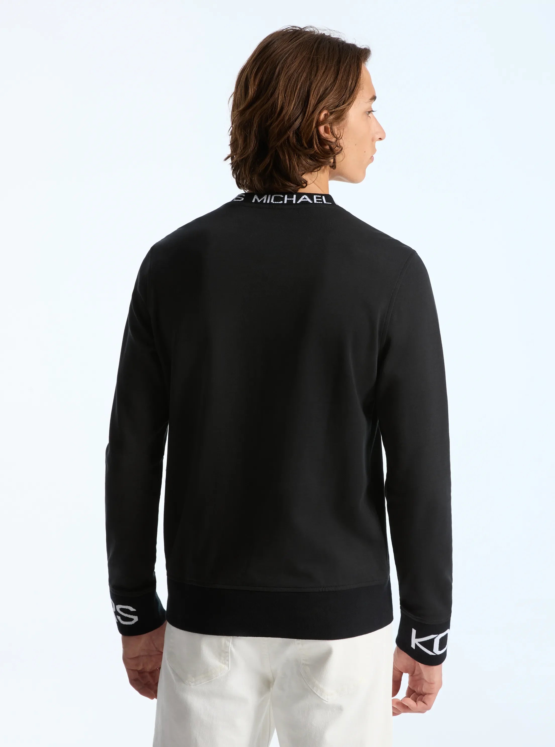 Michael Kors Logo Trim Cotton Blend Sweatshirt BLACK