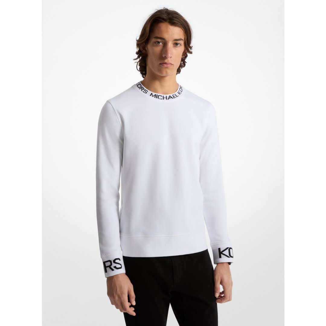 Michael Kors Logo Trim Cotton Blend Sweatshirt WHITE