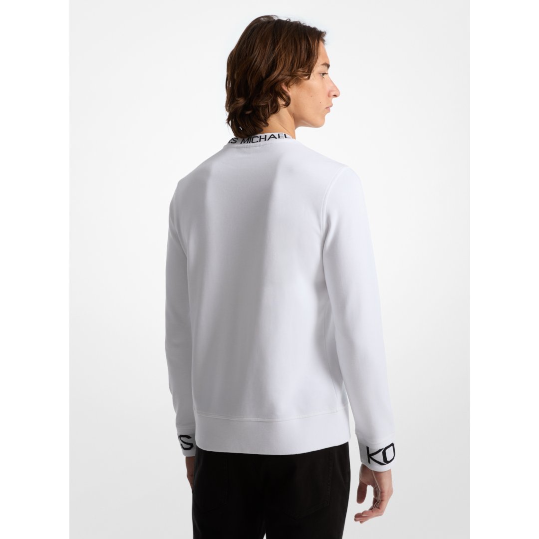 Michael Kors Logo Trim Cotton Blend Sweatshirt WHITE