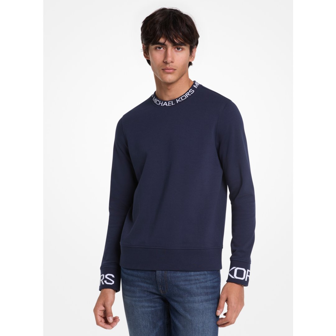 Michael Kors Logo Trim Cotton Blend Sweatshirt MIDNIGHT