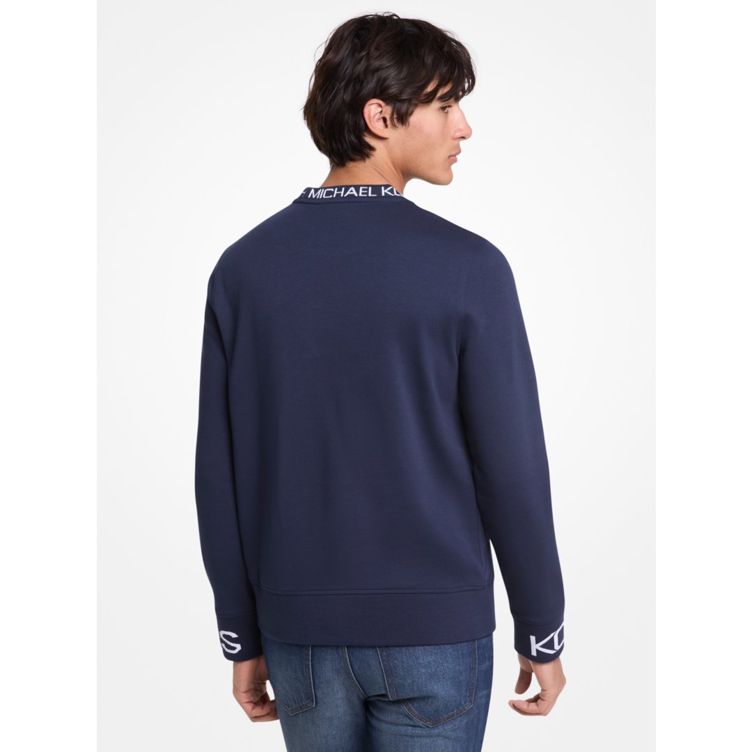 Michael Kors Logo Trim Cotton Blend Sweatshirt MIDNIGHT