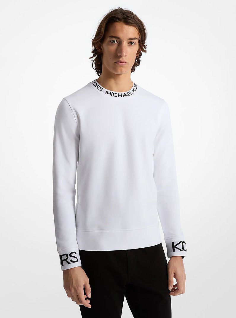 Michael Kors Logo Trim Cotton Blend Sweatshirt WHITE