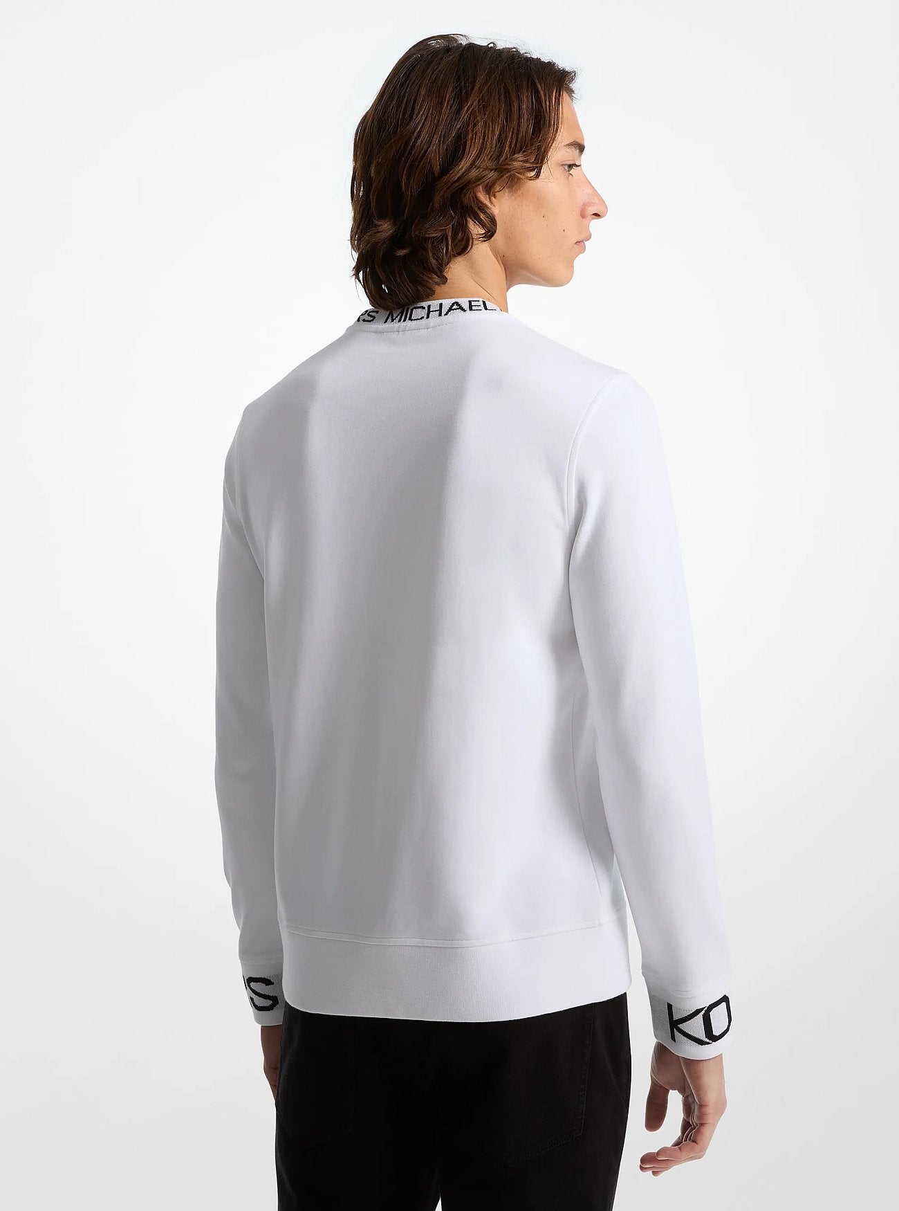 Michael Kors Logo Trim Cotton Blend Sweatshirt WHITE