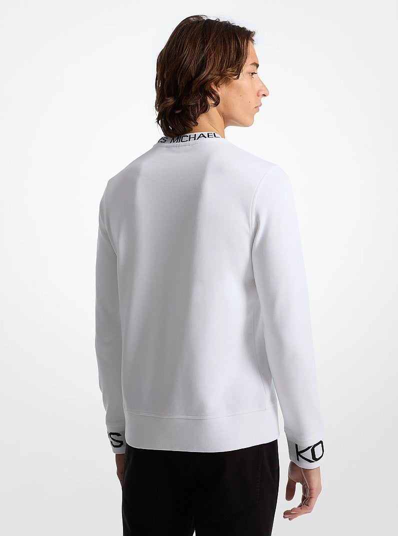 Michael Kors Logo Trim Cotton Blend Sweatshirt WHITE