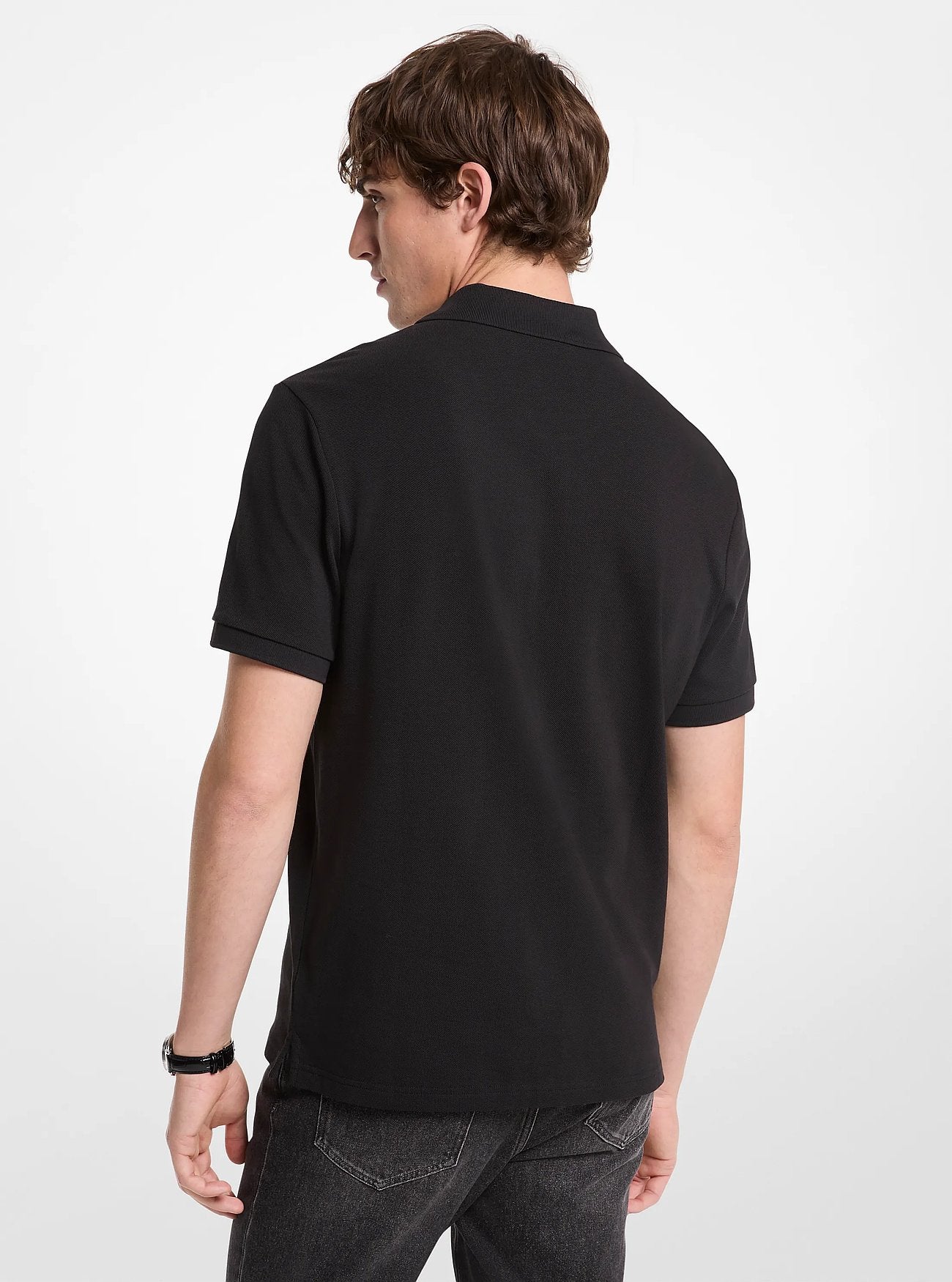 Michael Kors Cotton Zip-Up Polo Shirt BLACK