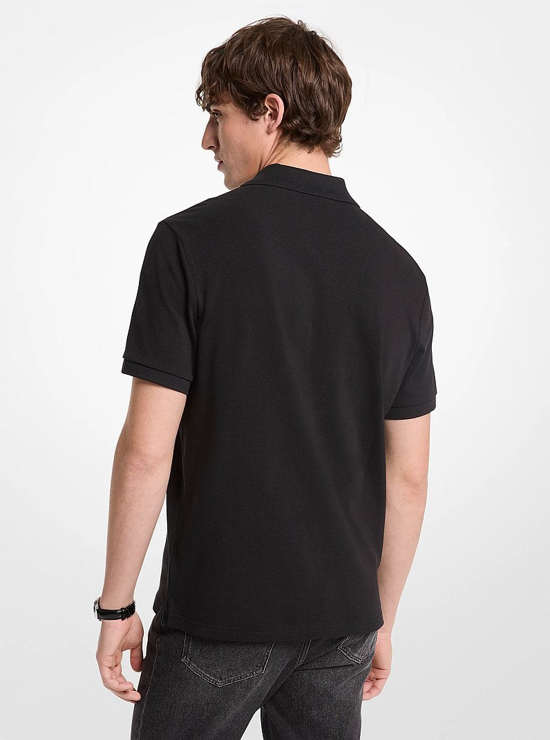 Michael Kors Cotton Zip-Up Polo Shirt BLACK