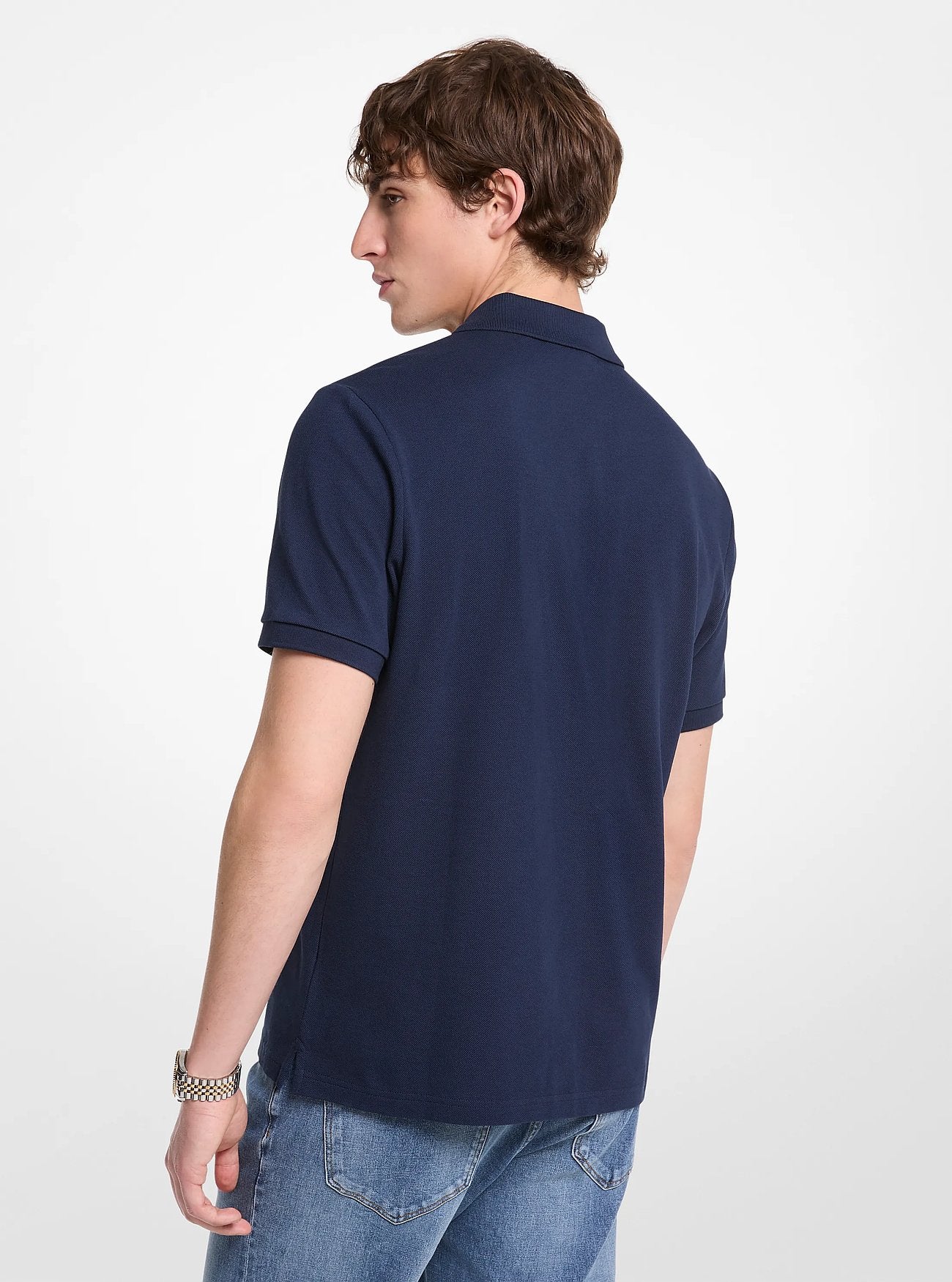 Michael Kors Cotton Zip-Up Polo Shirt MIDNIGHT