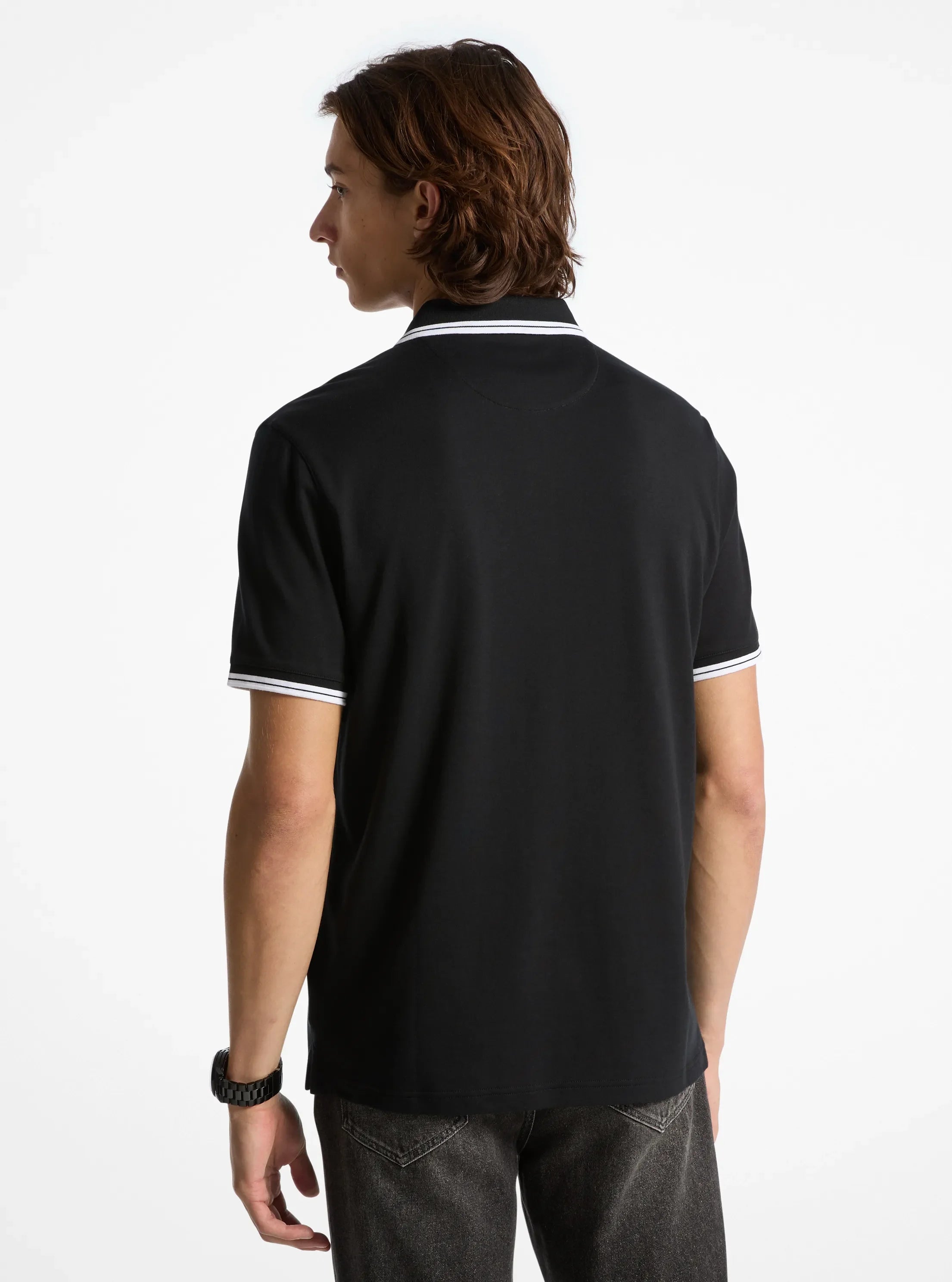 Michael Kors Greenwich Cotton Polo Shirt BLACK