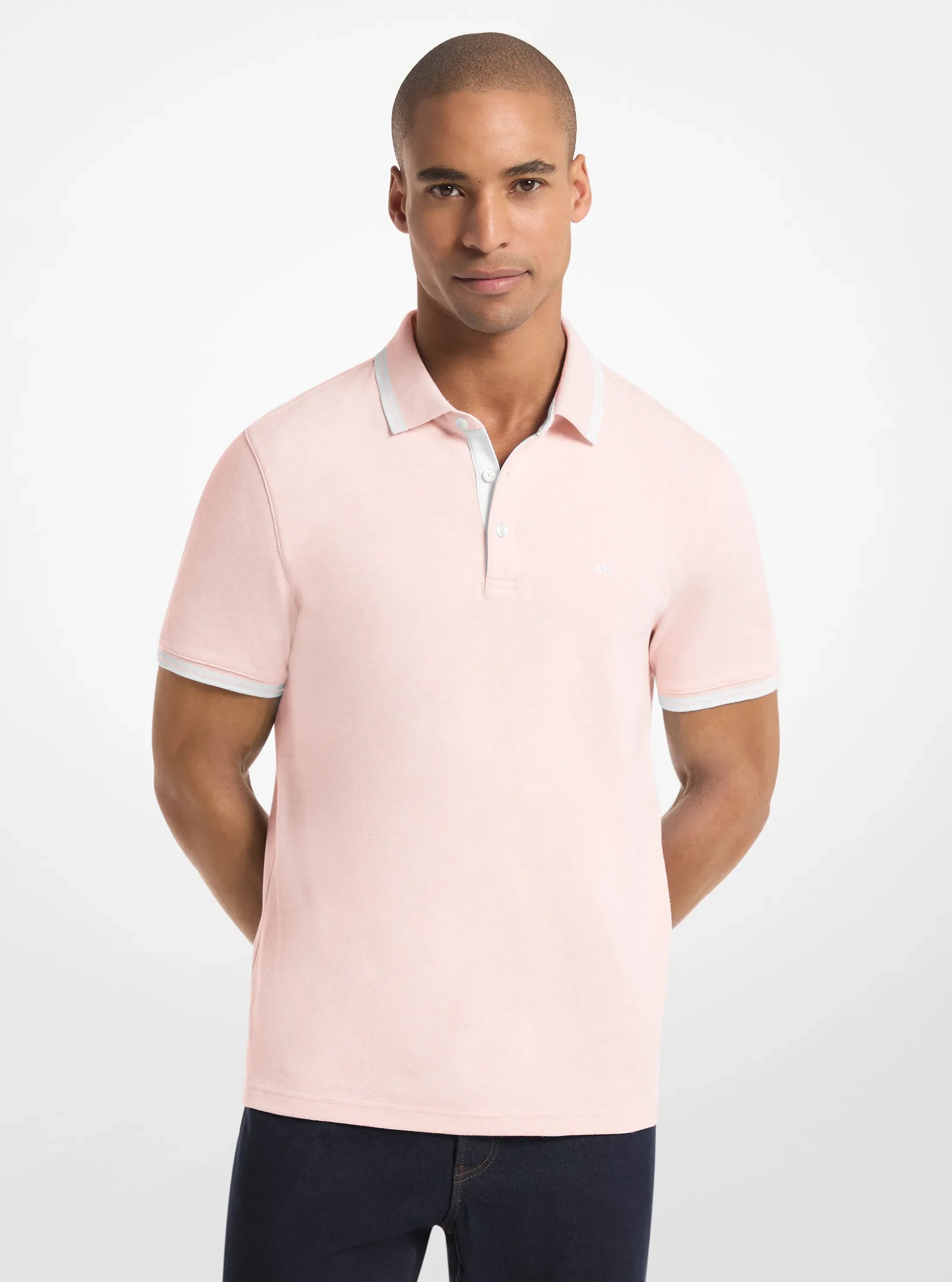Michael Kors Greenwich Cotton Polo Shirt POWDR BL HTR
