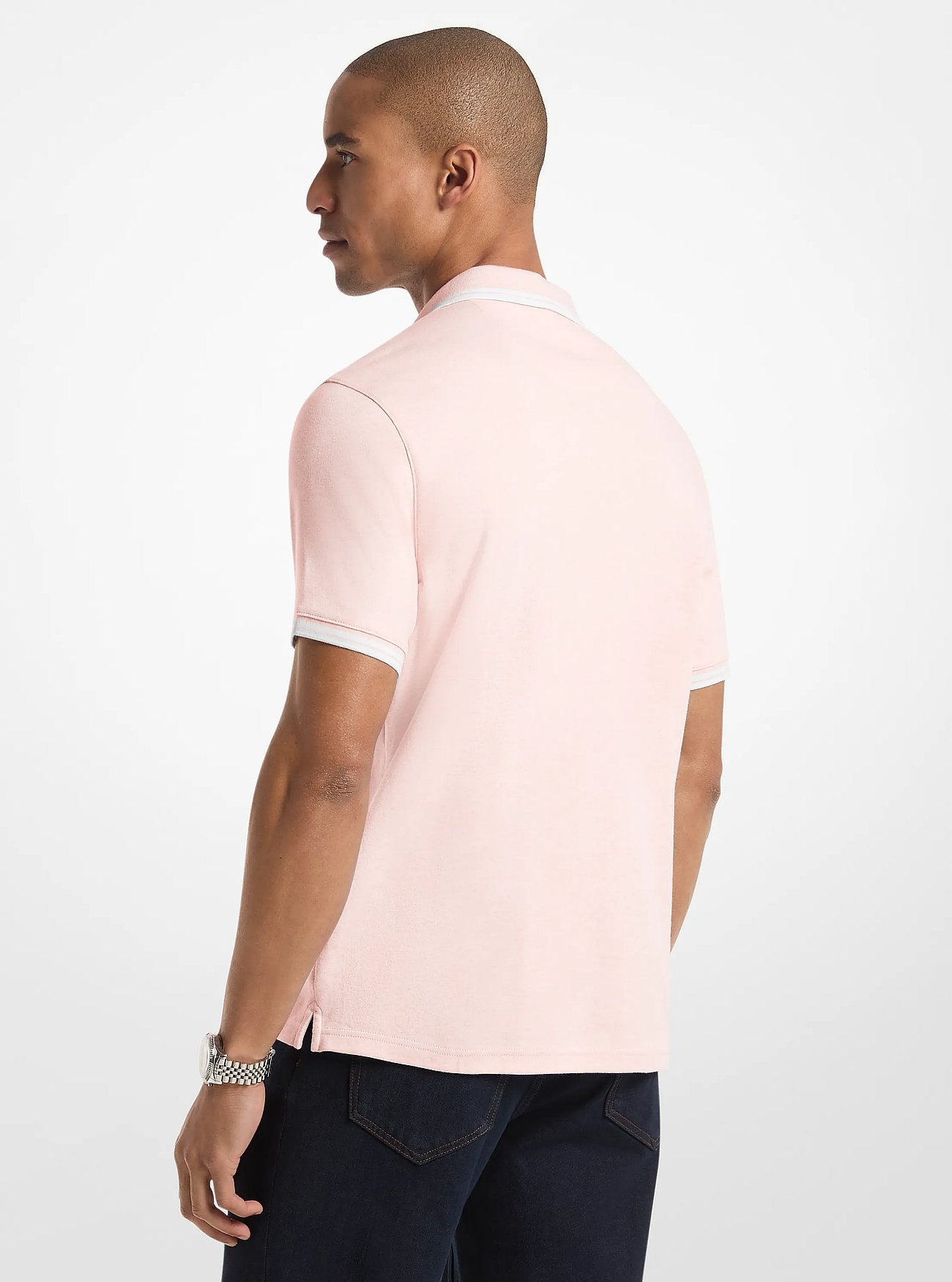 Michael Kors Greenwich Cotton Polo Shirt POWDR BL HTR