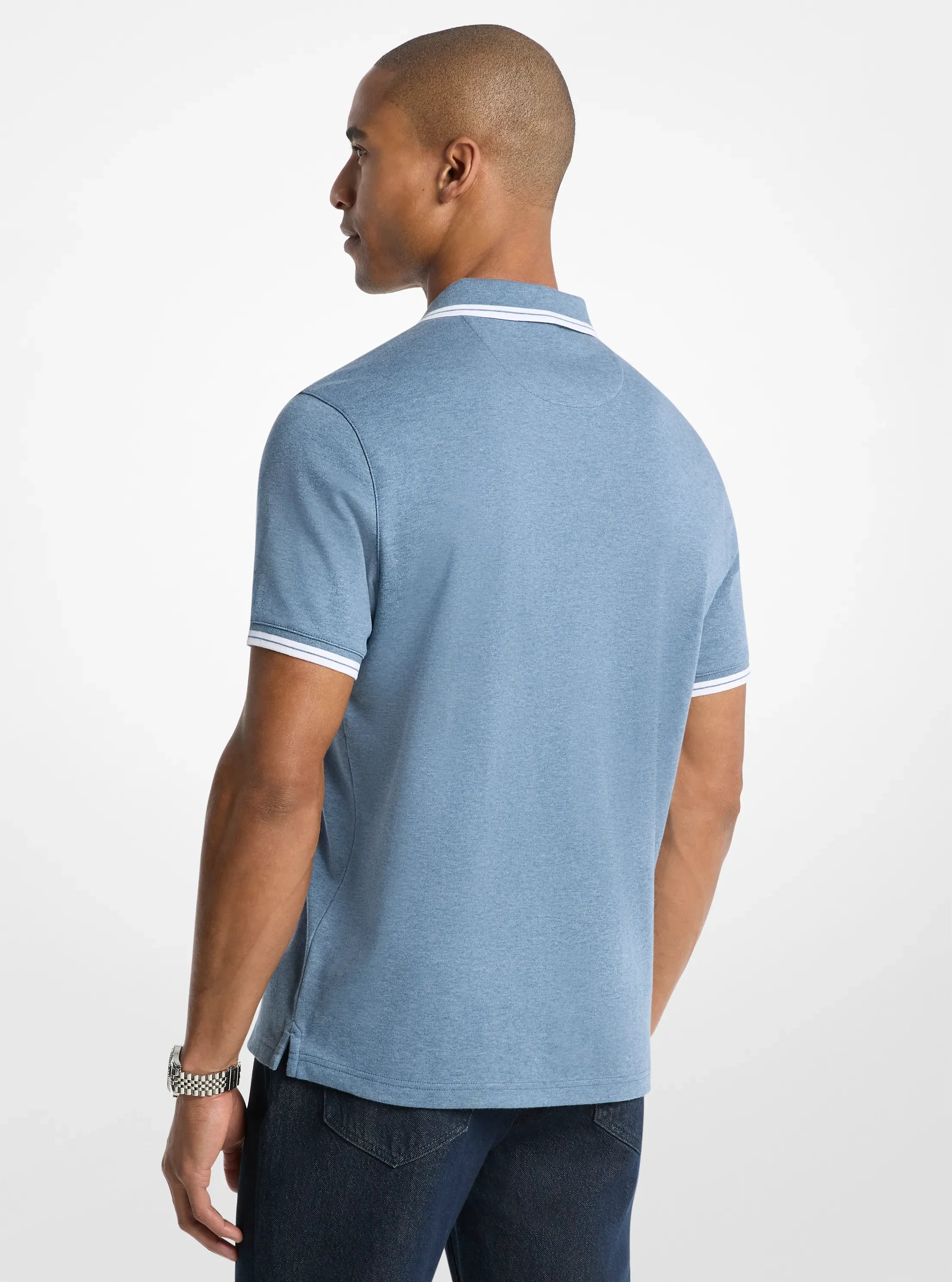 Michael Kors Greenwich Cotton Polo Shirt DENIM HTR