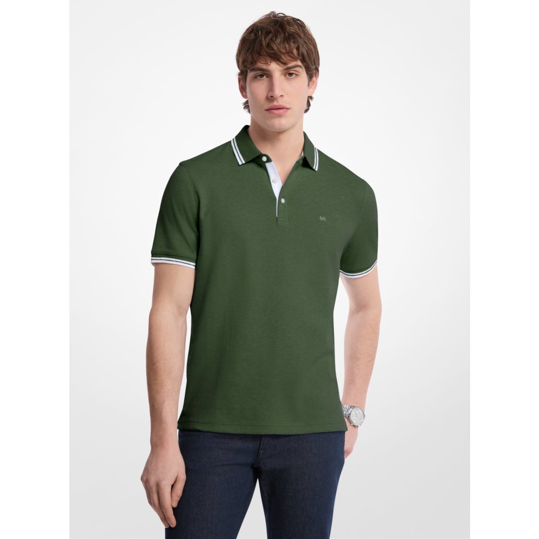 Michael Kors Greenwich Cotton Polo Shirt DARK MOSS HEATHER