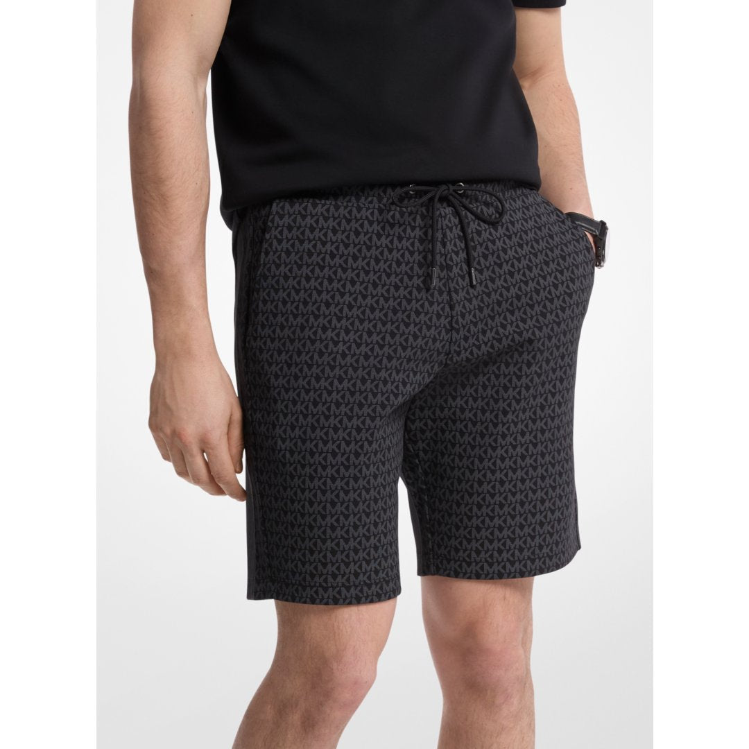 Michael Kors Signature Logo Cotton Blend Shorts BLACK