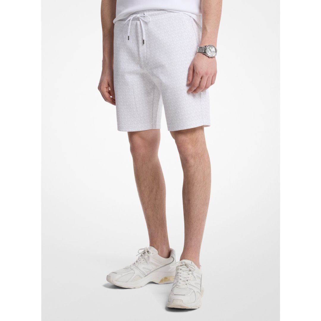Michael Kors Signature Logo Cotton Blend Shorts WHITE