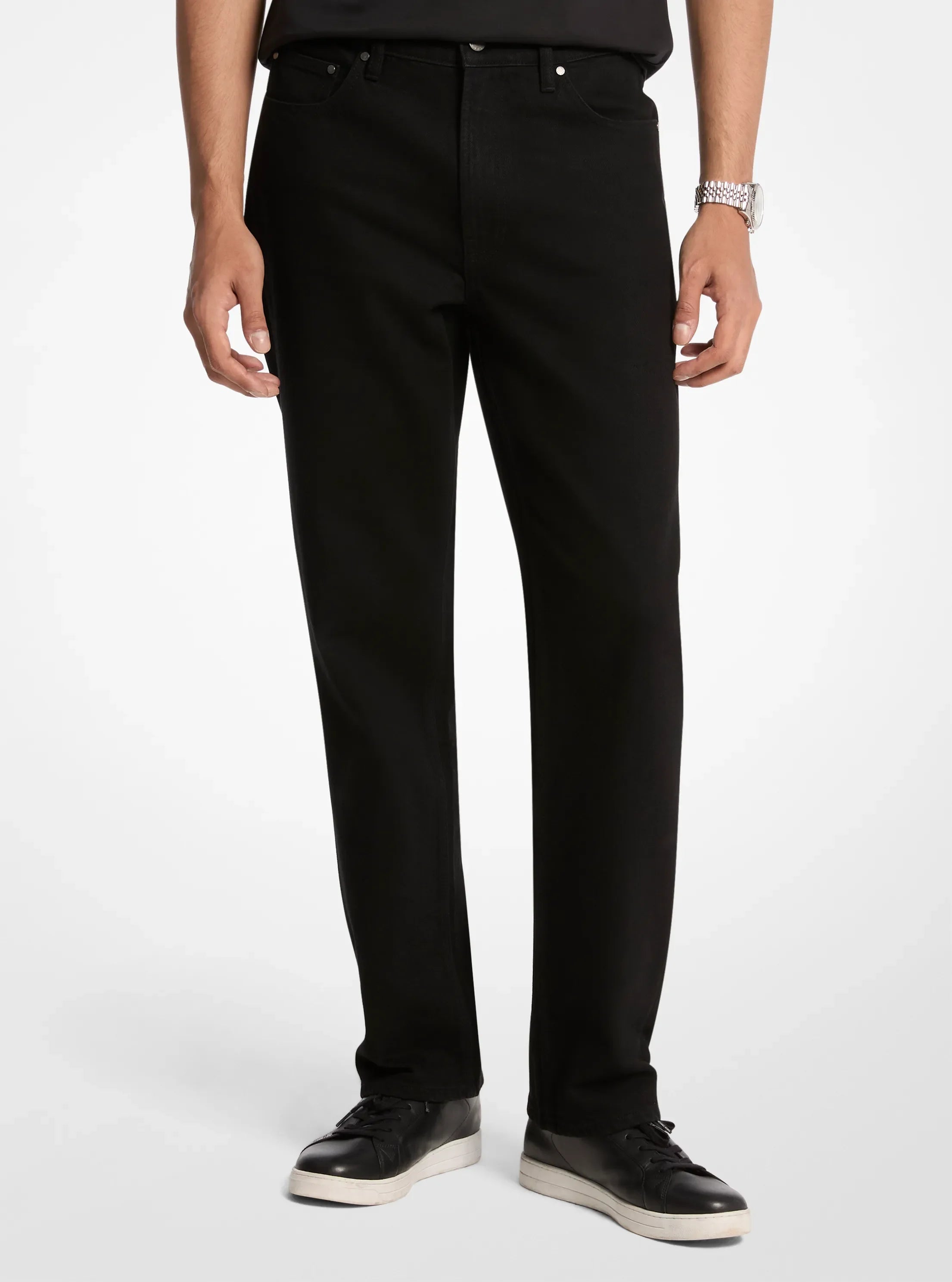 Michael Kors Finn Straight-Fit Stretch Denim Jeans BLACK