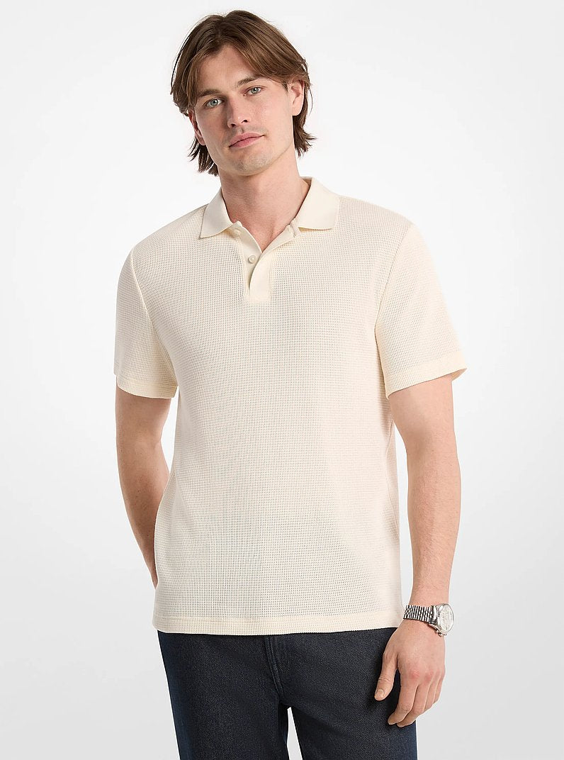 Michael Kors Waffle Knit Polo Shirt LT CREAM