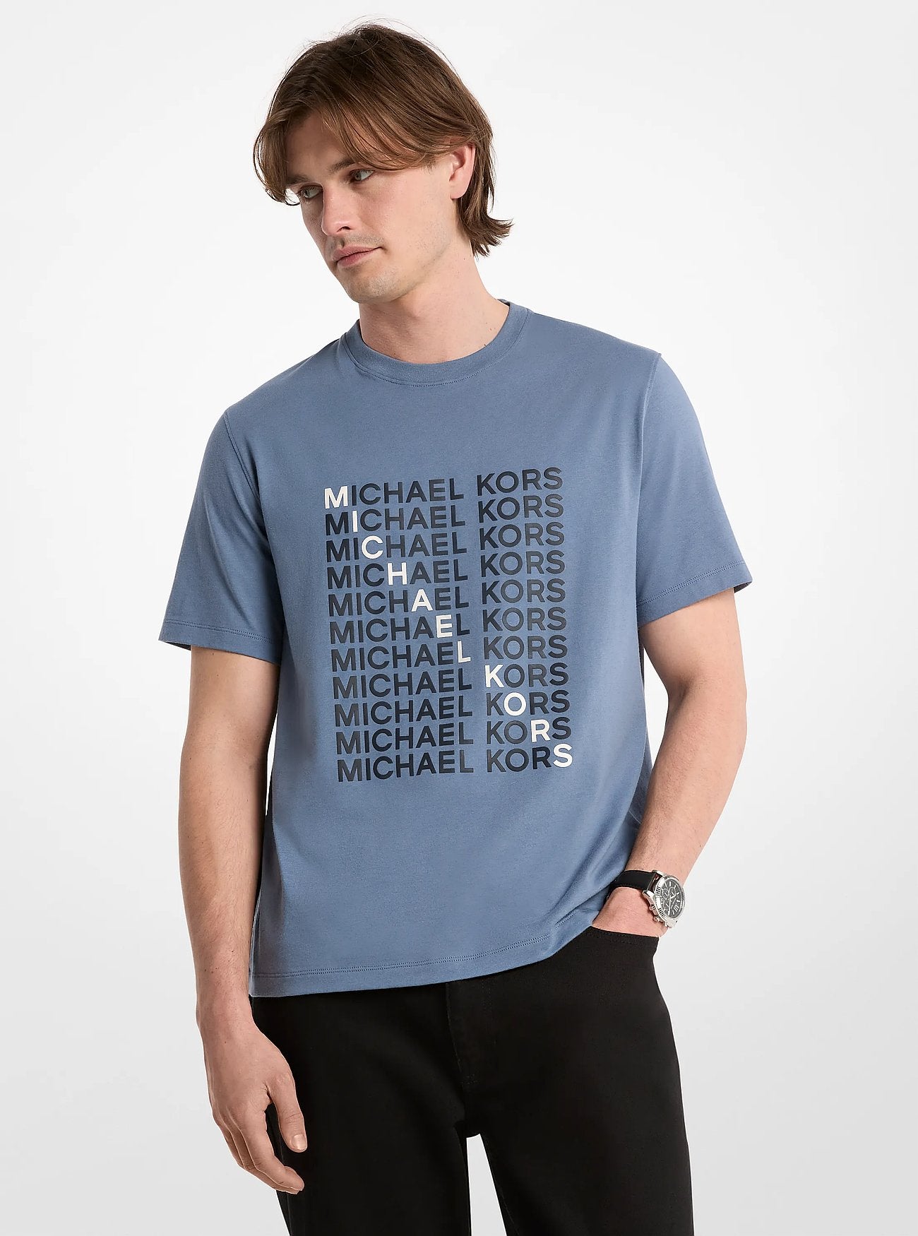 Michael Kors Graphic Logo Cotton Jersey T-Shirt DENIM