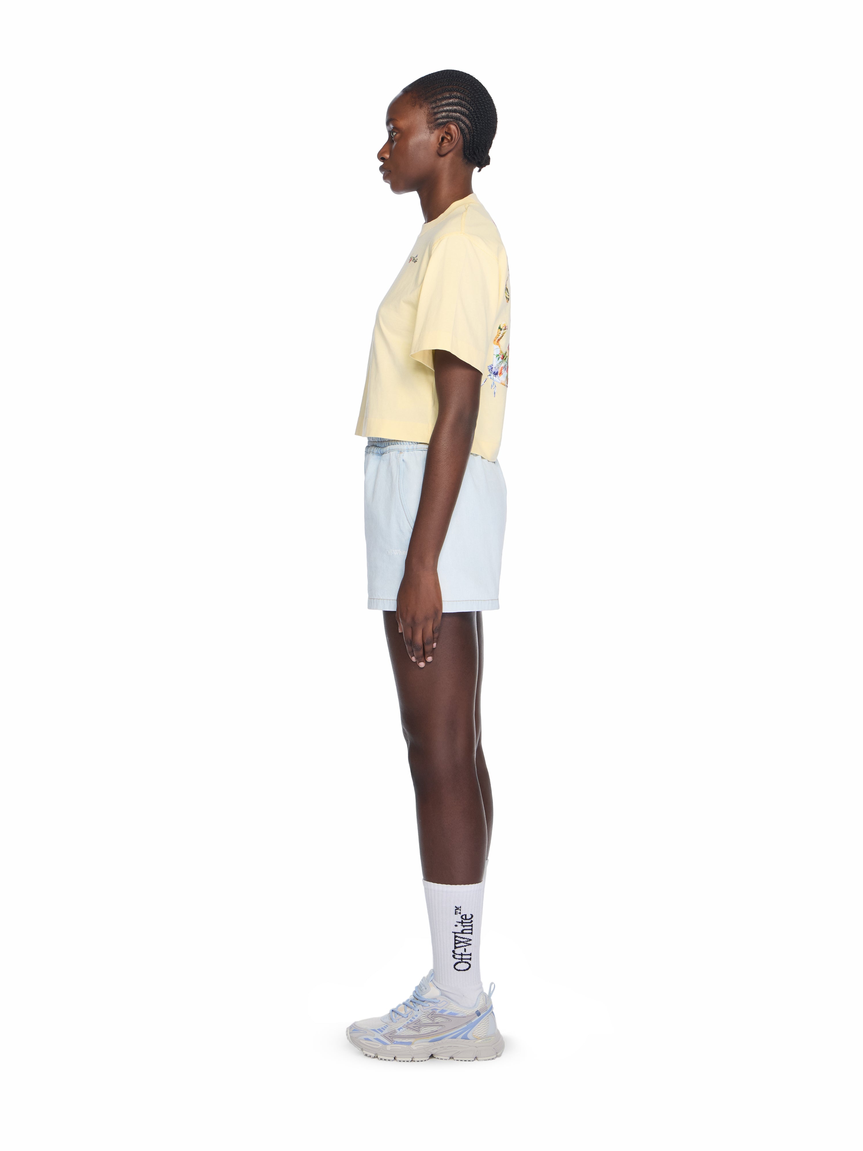 Off-White Arrow Glass Flower Crop Logo Tee Cream