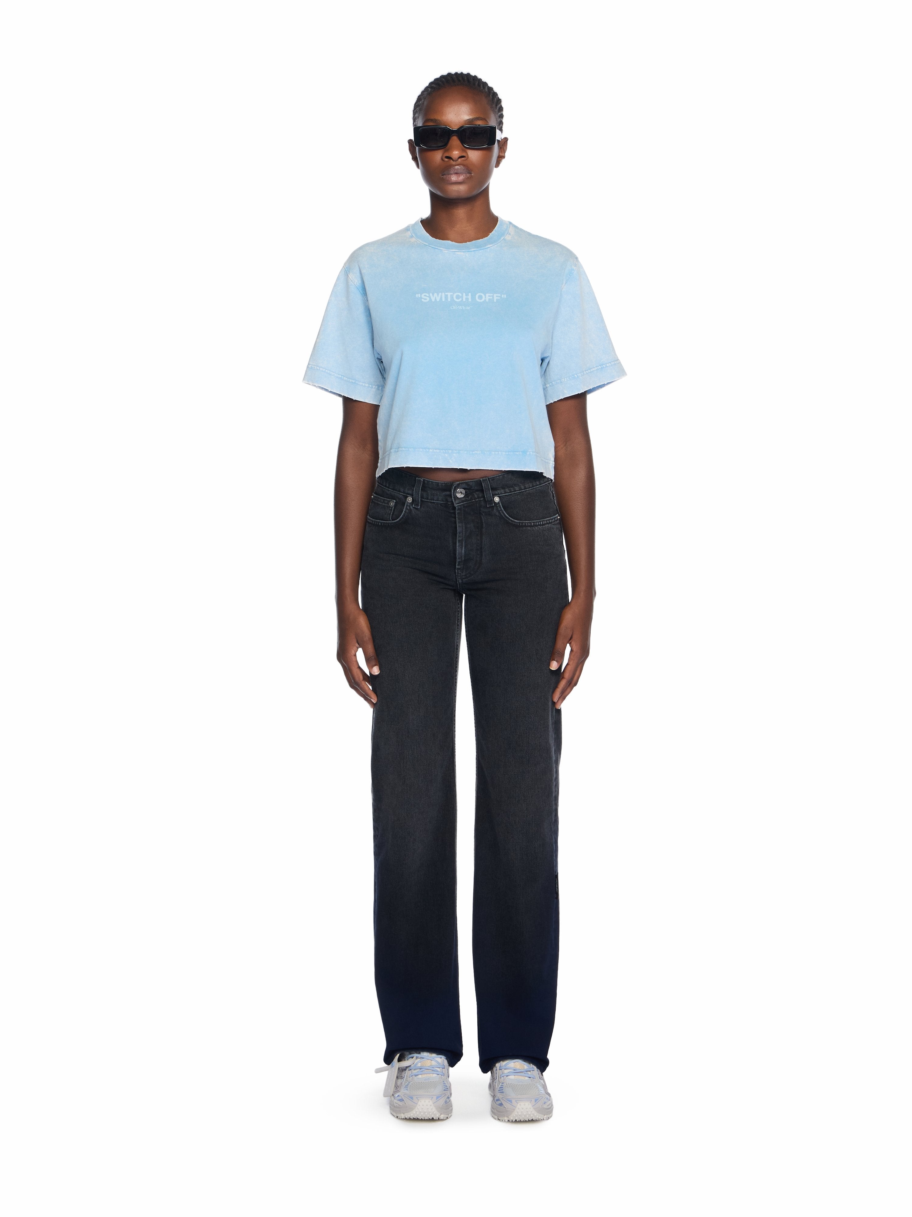 Off-White Switch Off Crop Tshirt Blue
