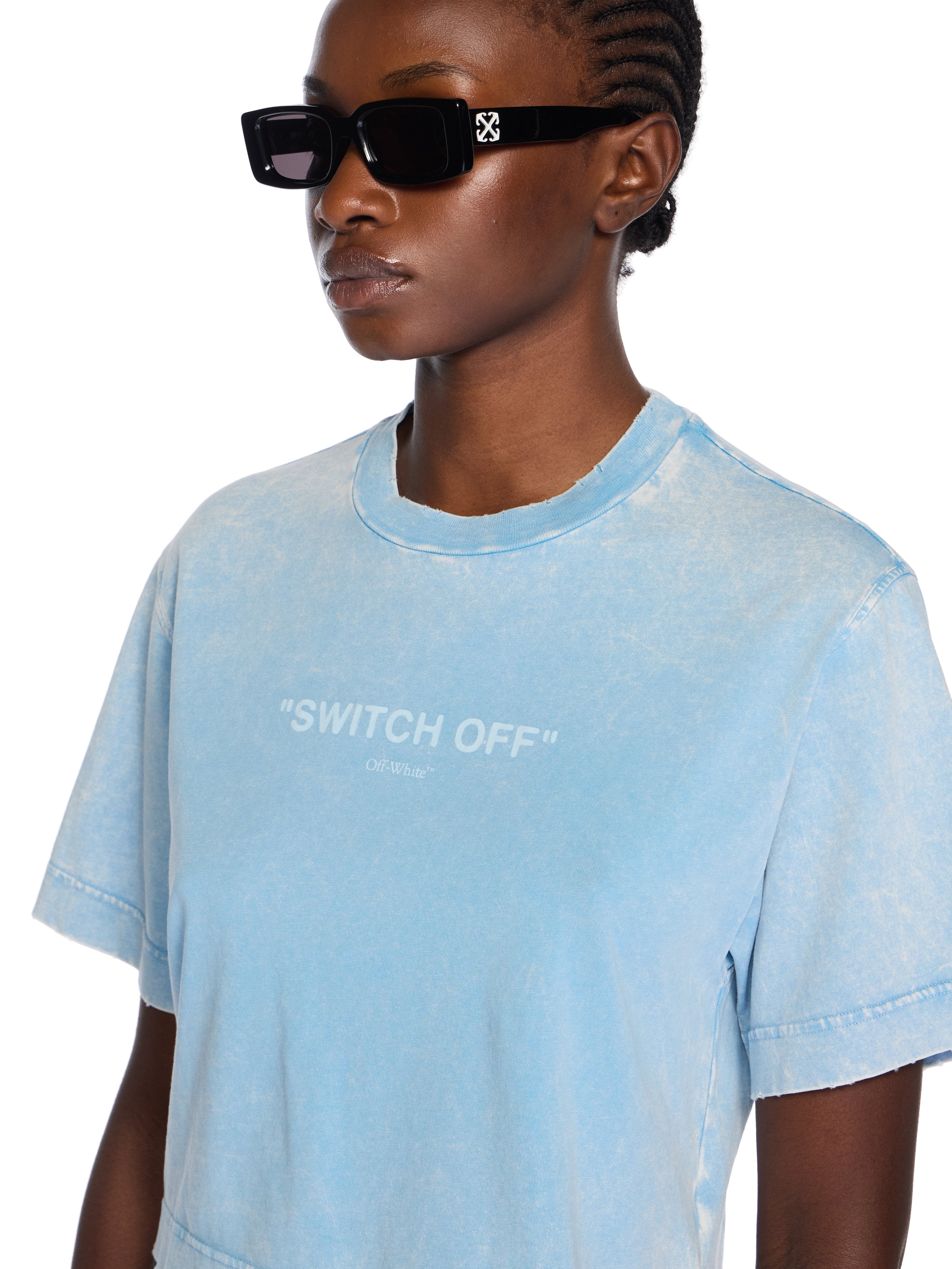 Off-White Switch Off Crop Tshirt Blue