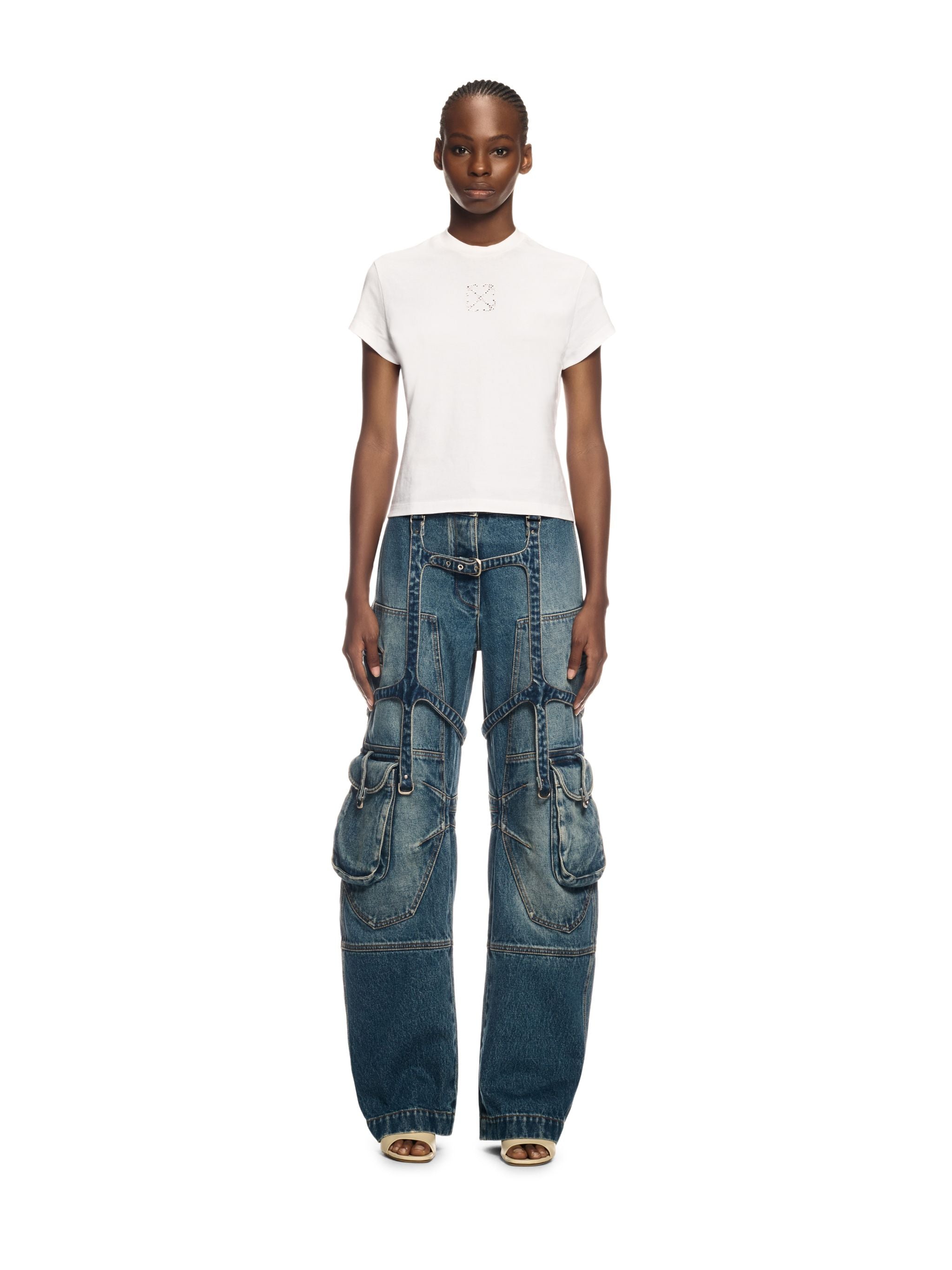 Off-White Jewel Mini Arrow Fitted Tee White Silver