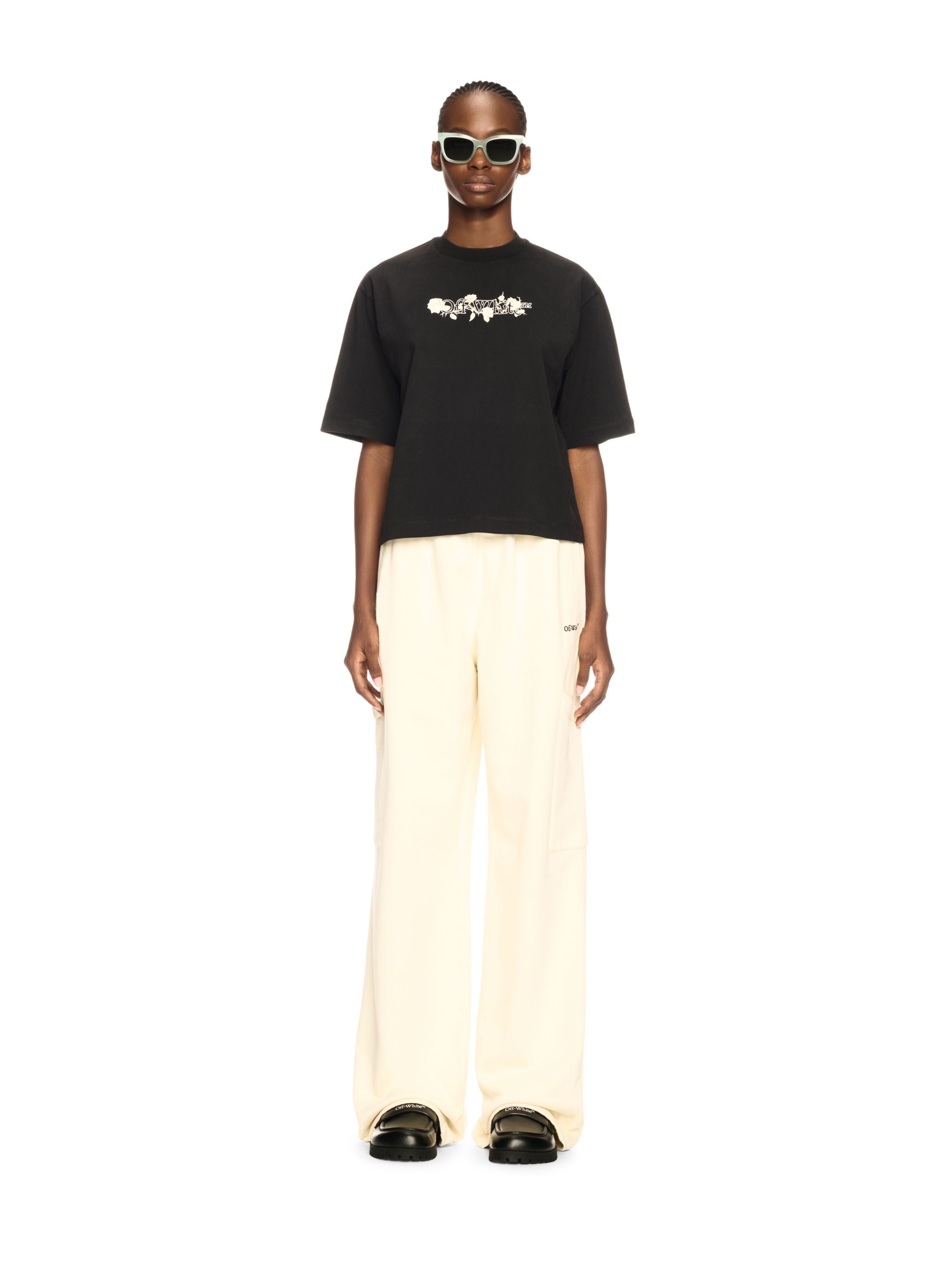 Off-White Black Bookish Roses Boxy Tshirt