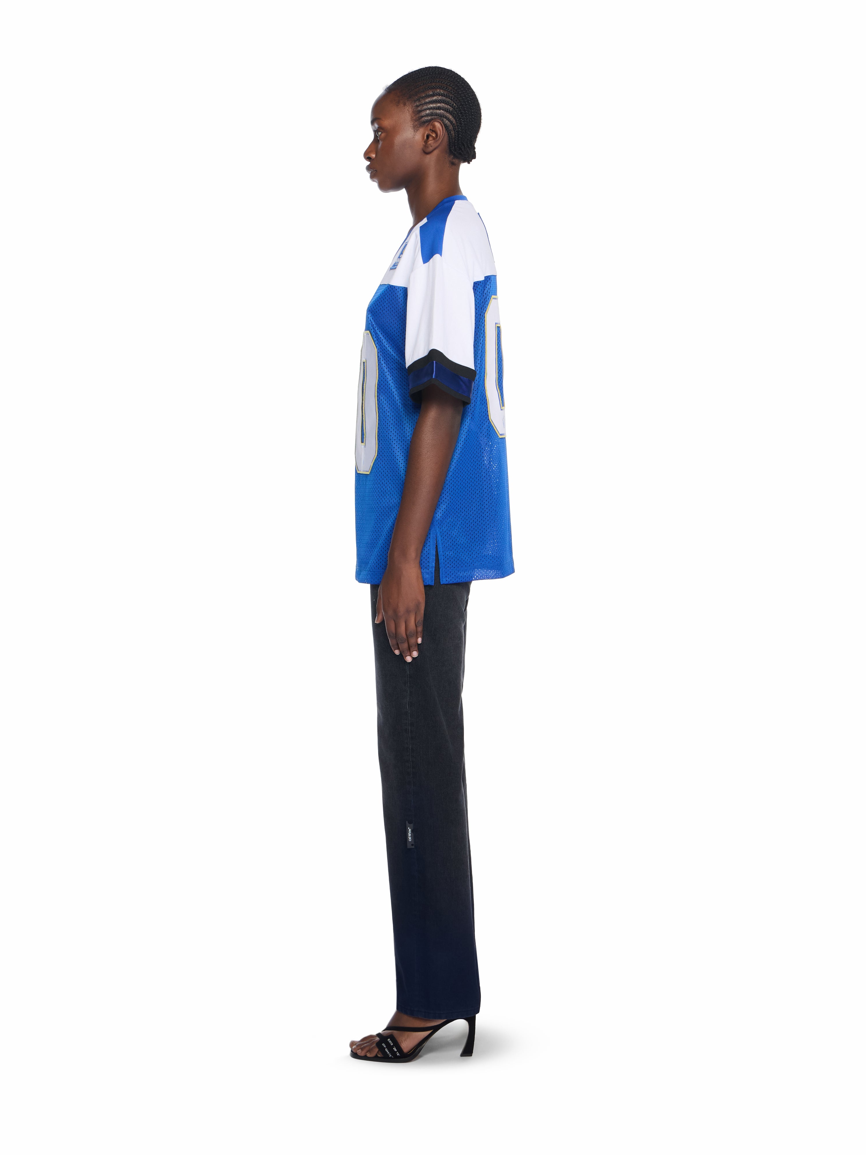 Off-White 00 Royal Mesh Football Logo Tee Blue