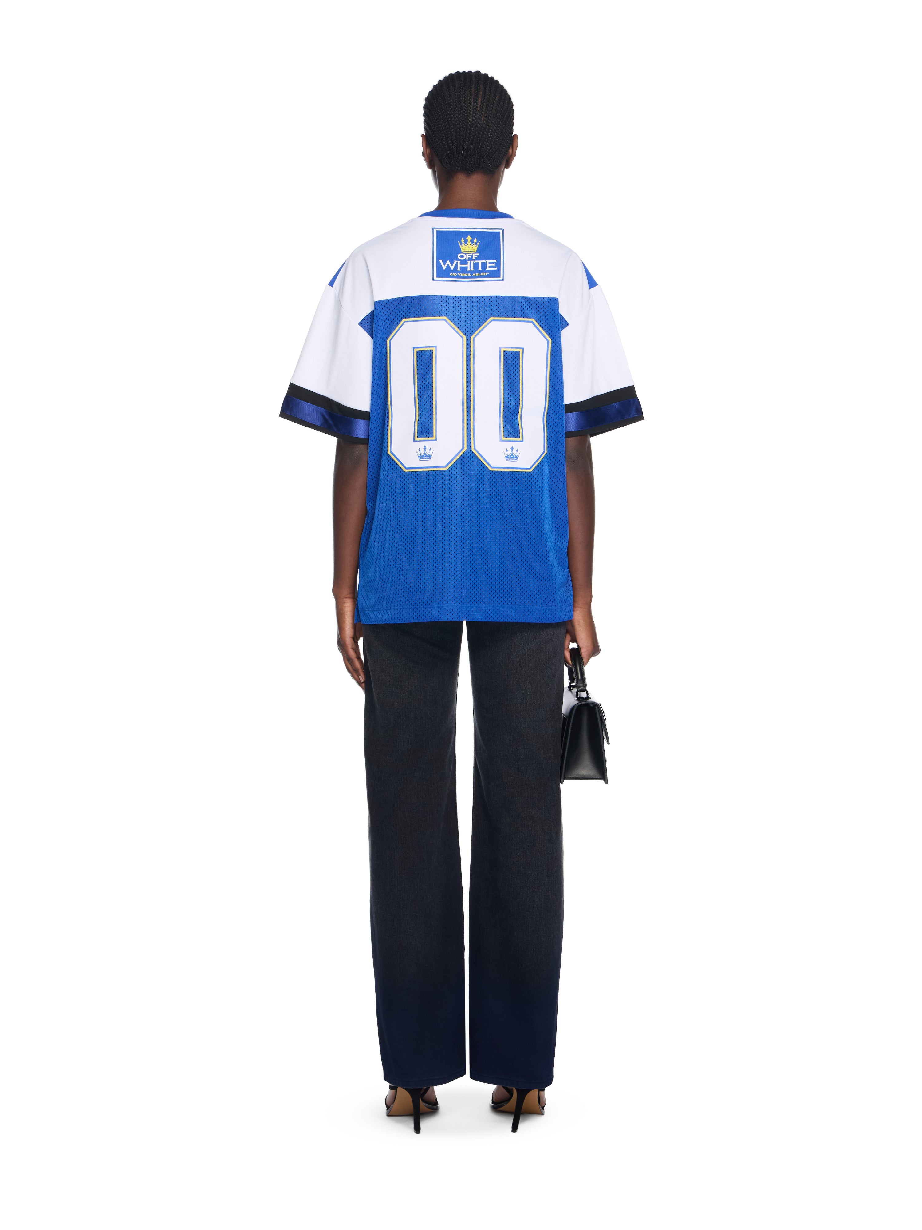 Off-White 00 Royal Mesh Football Logo Tee Blue