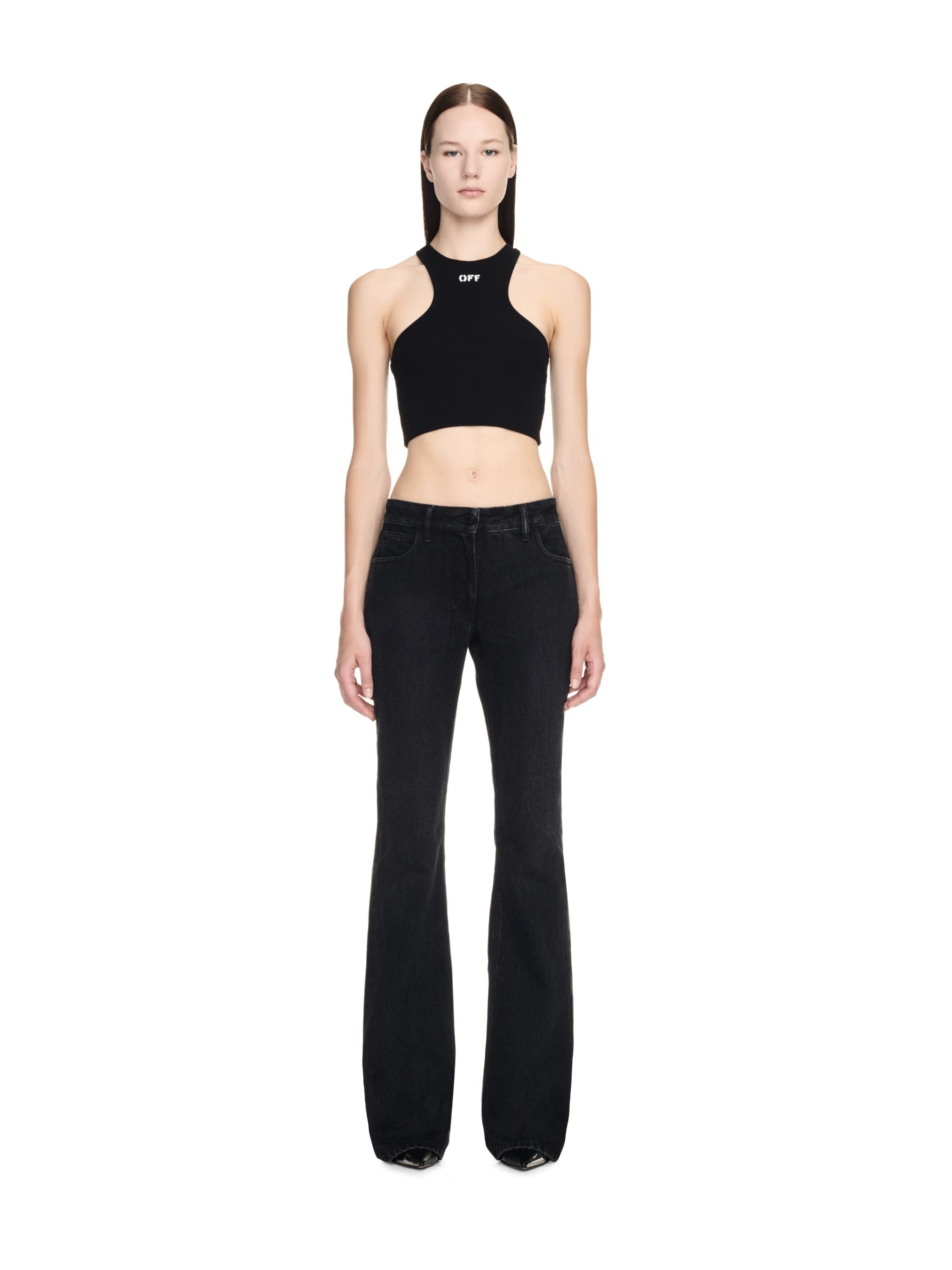 Off-White Off Stamp Rib Rowing Top Green Black