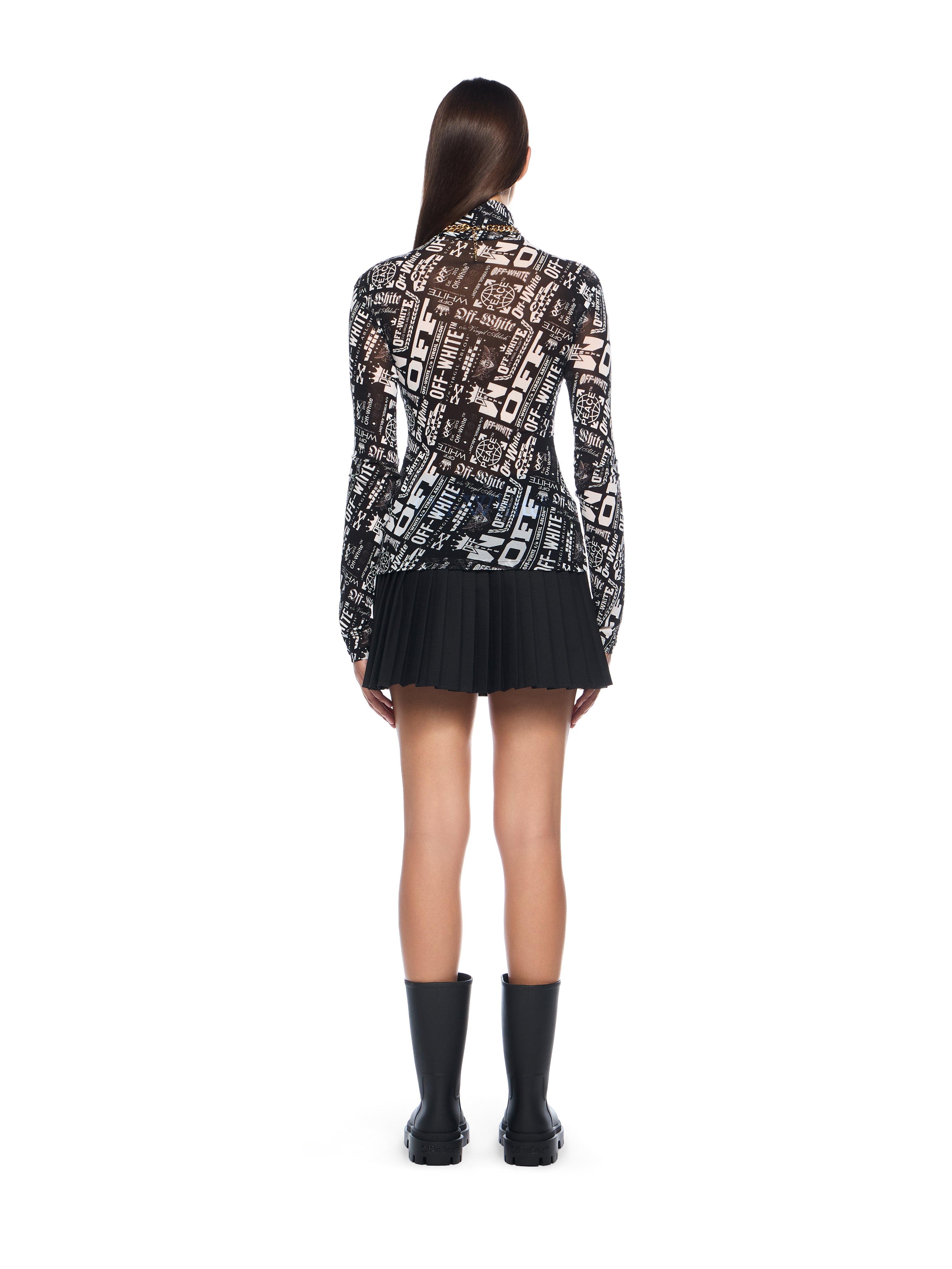 Off-White Multilogo Mesh Long Sleeve Turtle Logo Top None
