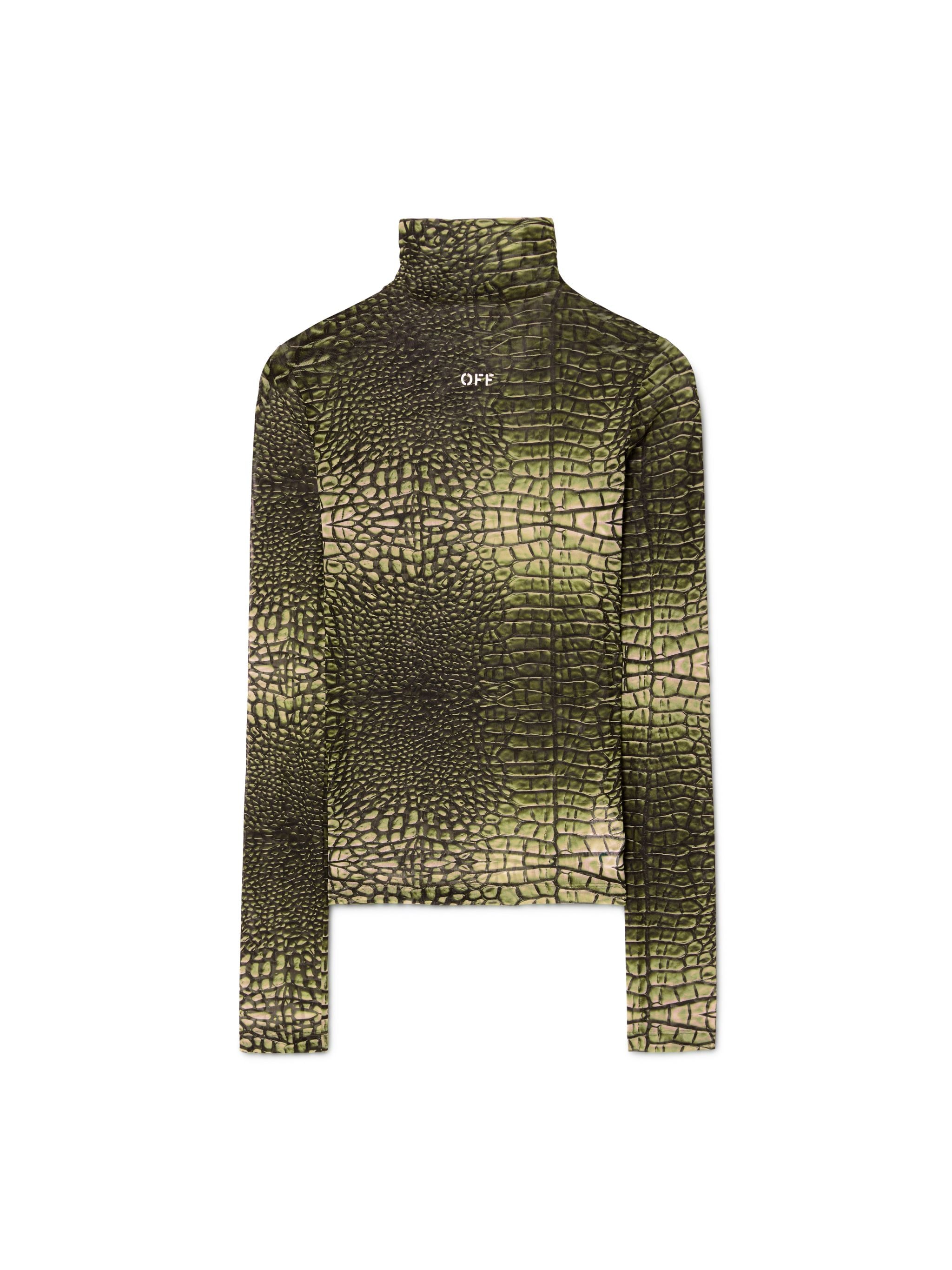 Off-White Off Stamp Croco Mesh Ls Tur Green