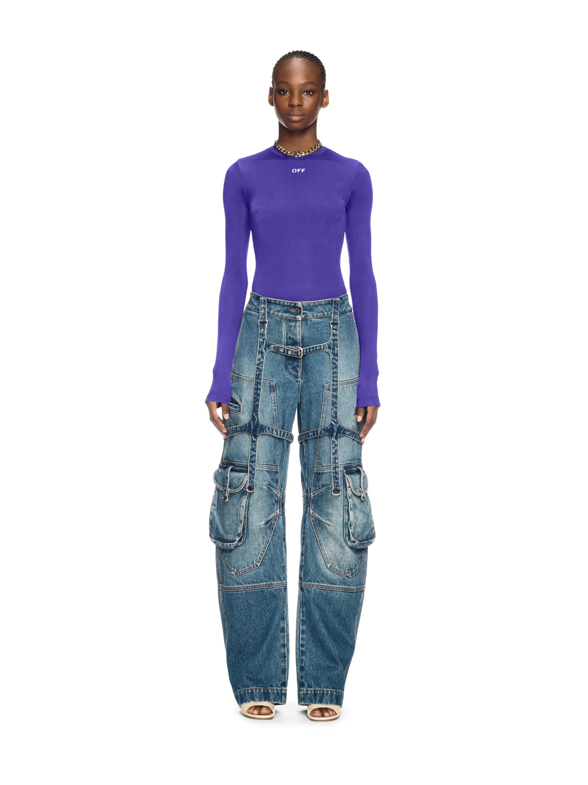 Off-White Off Stamp Light Rib Ls Crew Purple