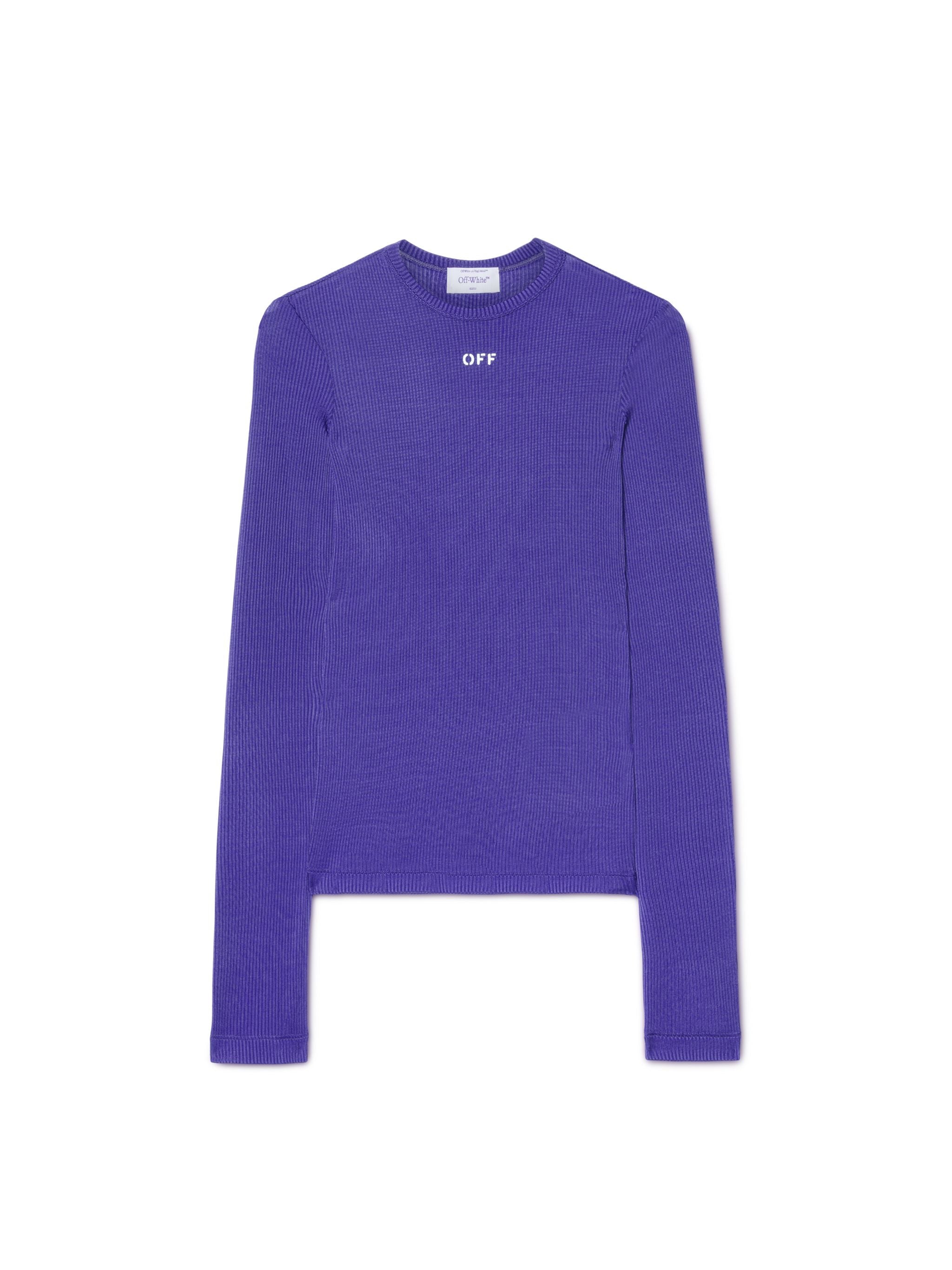 Off-White Off Stamp Light Rib Ls Crew Purple
