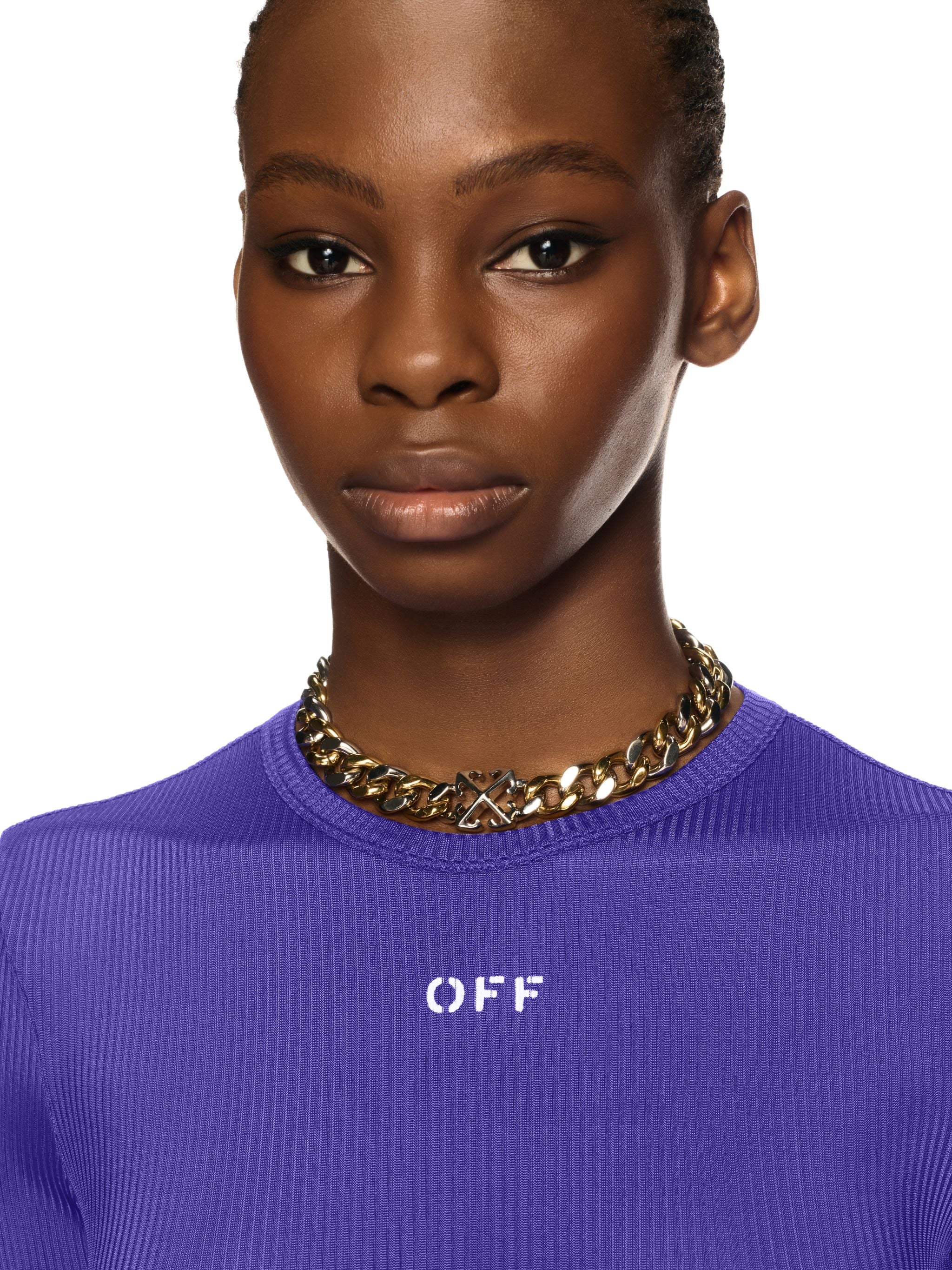 Off-White Off Stamp Light Rib Ls Crew Purple