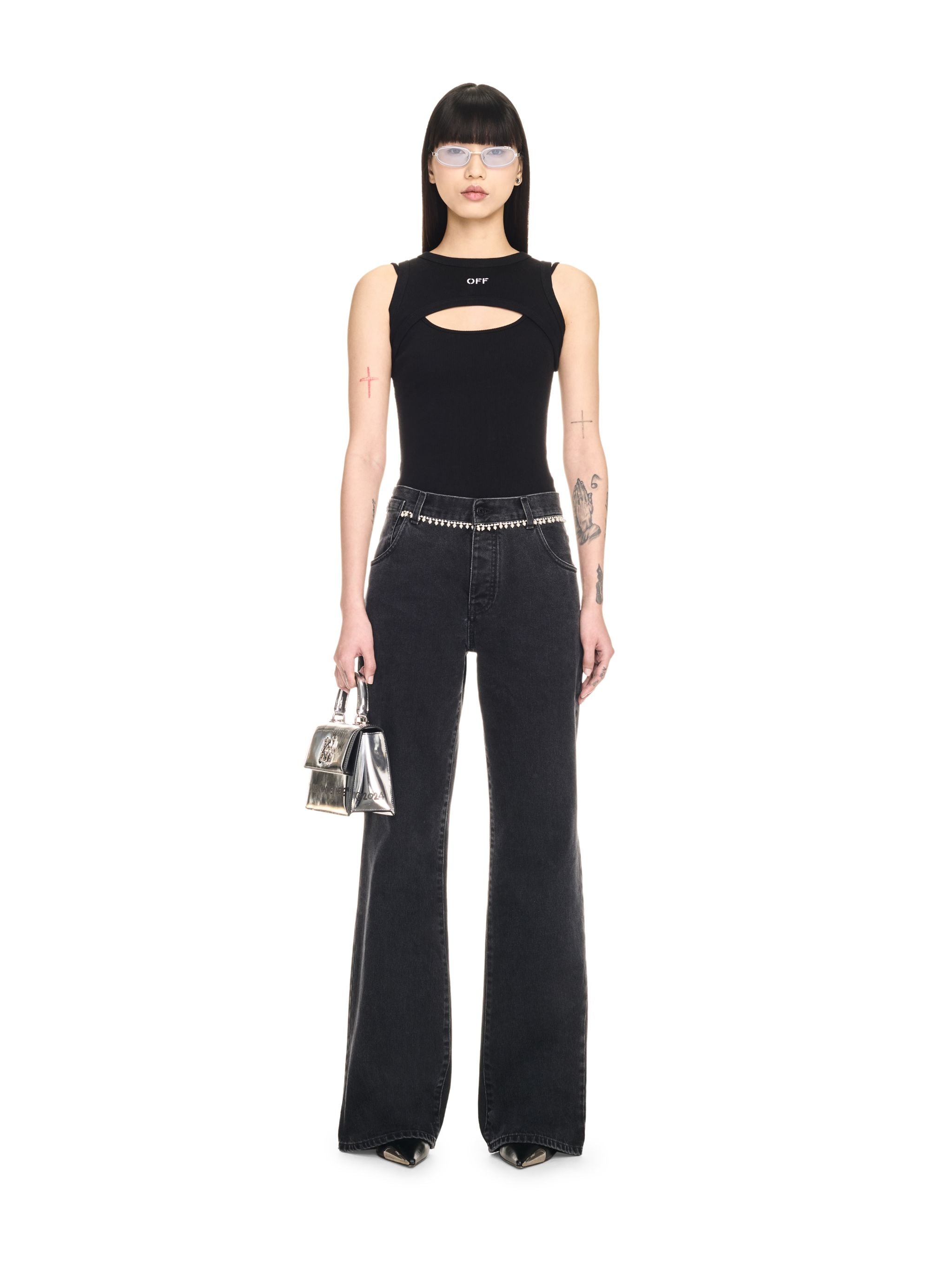 Off-White Off Stamp Rib Round Row Top Black
