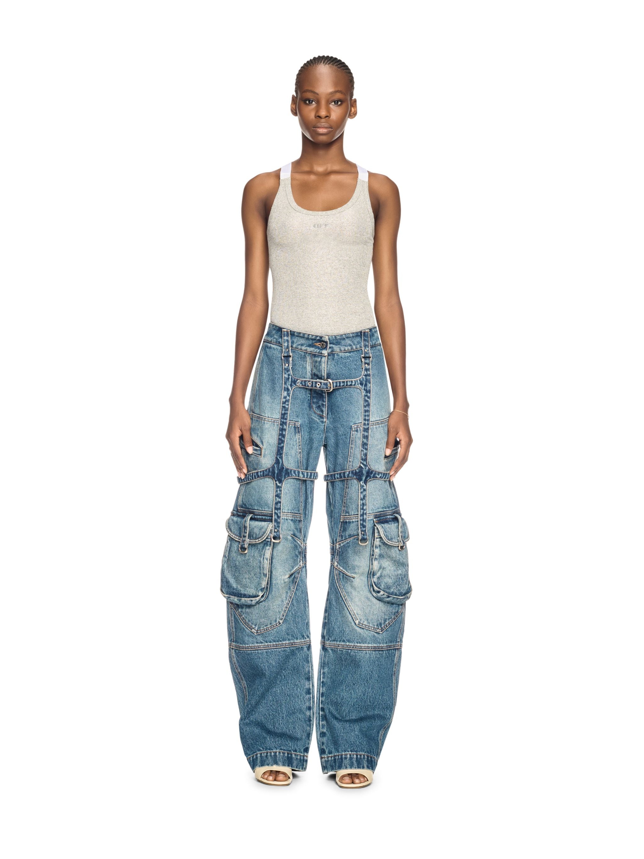 Off-White Lurex Rib Alla Top Silver
