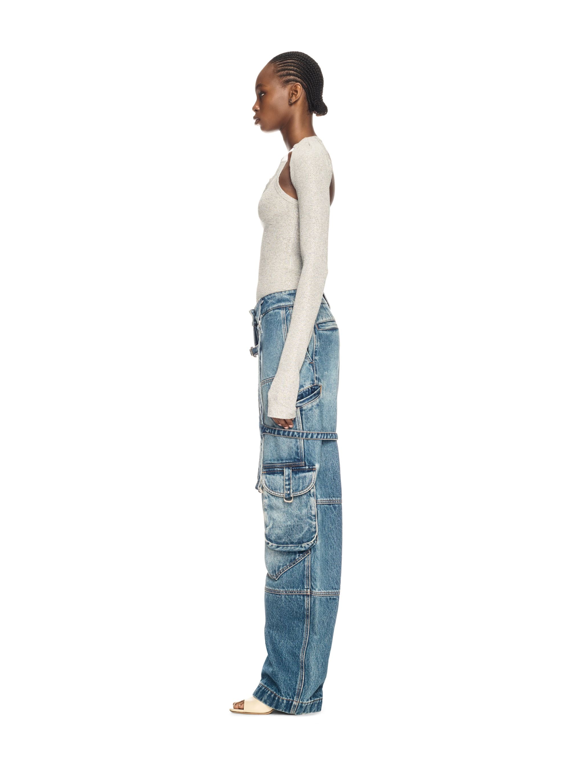 Off-White Lurex Rib Alla Top Ls Silver