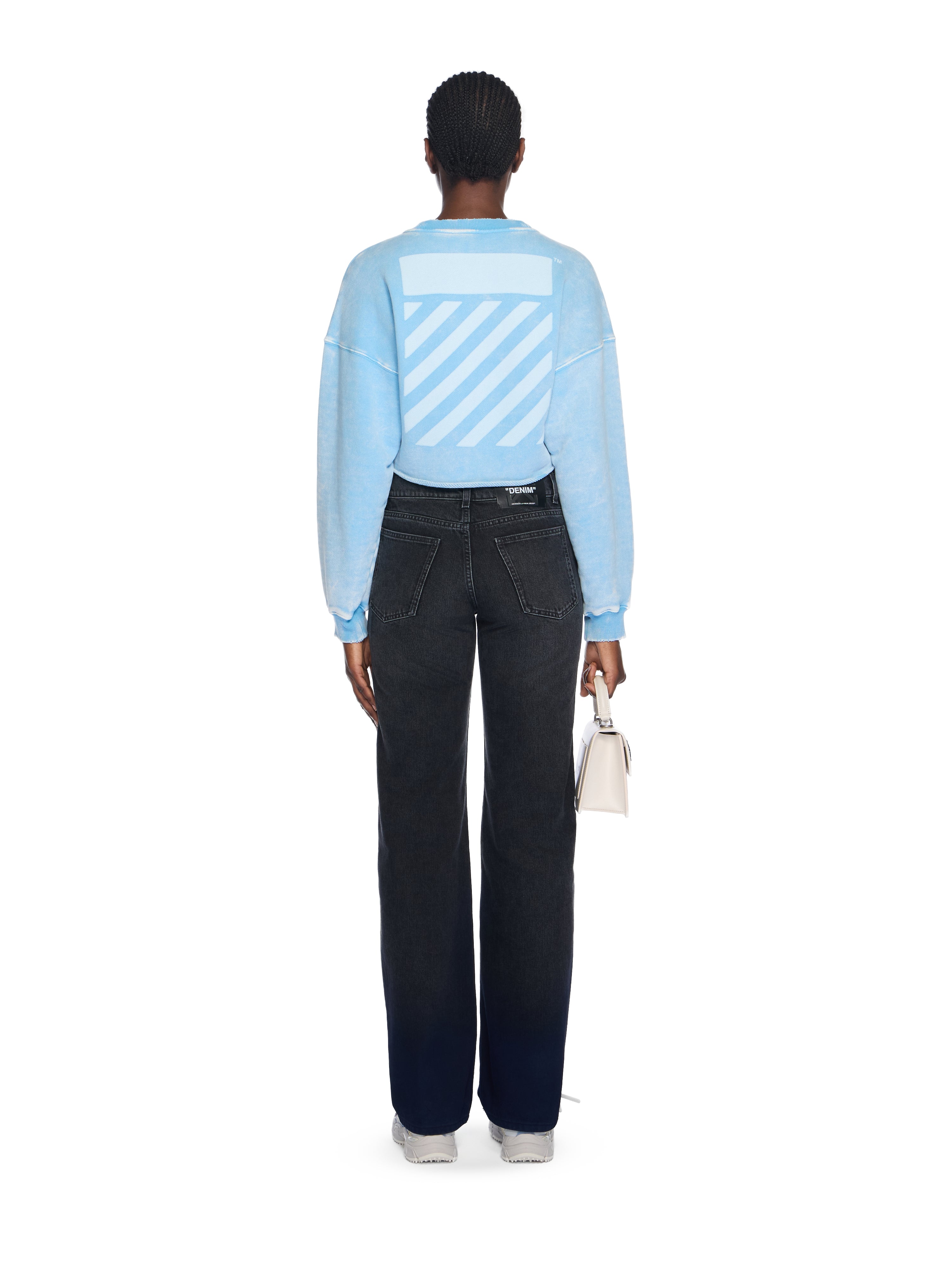 Off-White Switch Off Crop Crewneck Sweatshirt Blue
