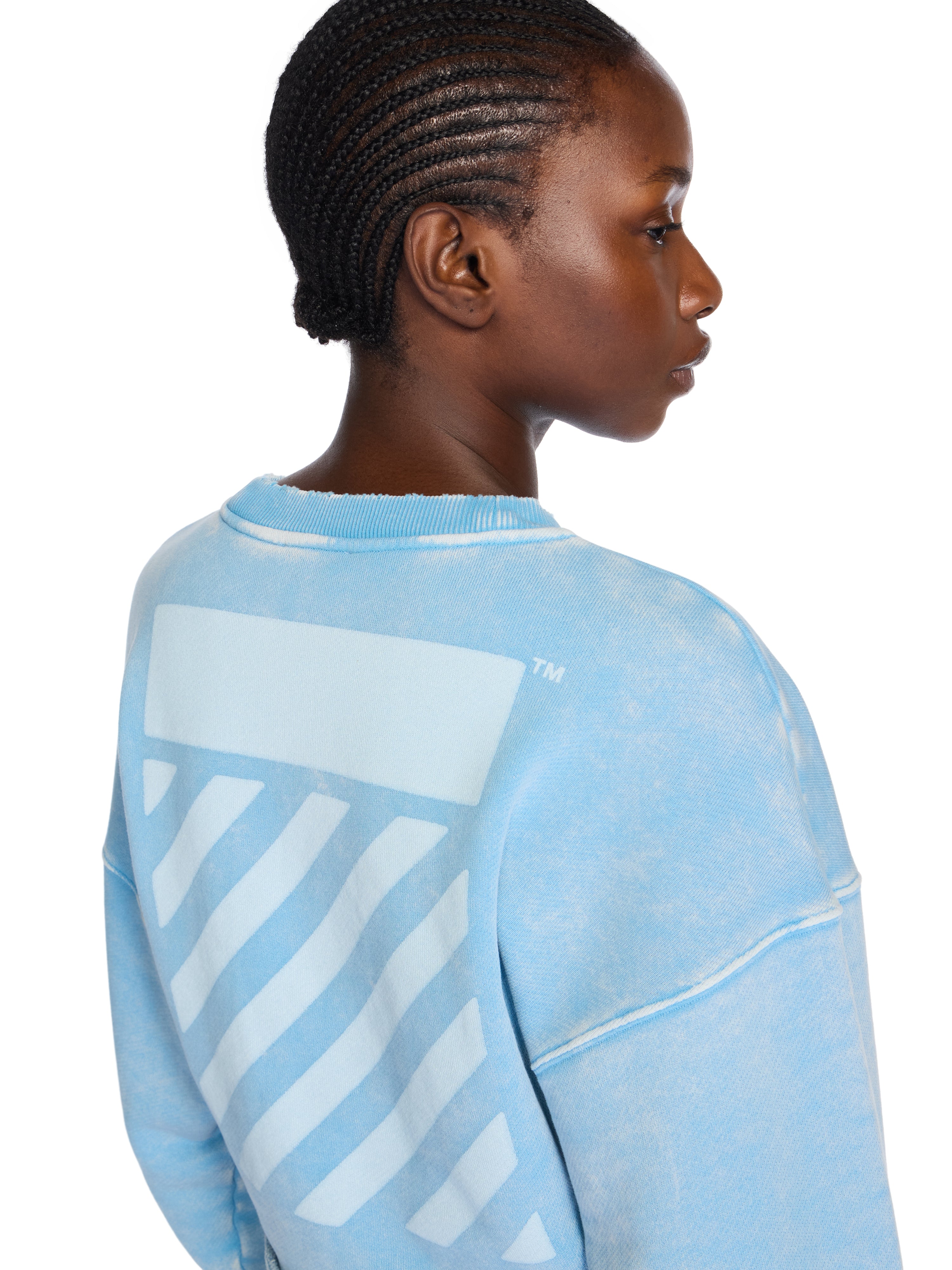 Off-White Switch Off Crop Crewneck Sweatshirt Blue
