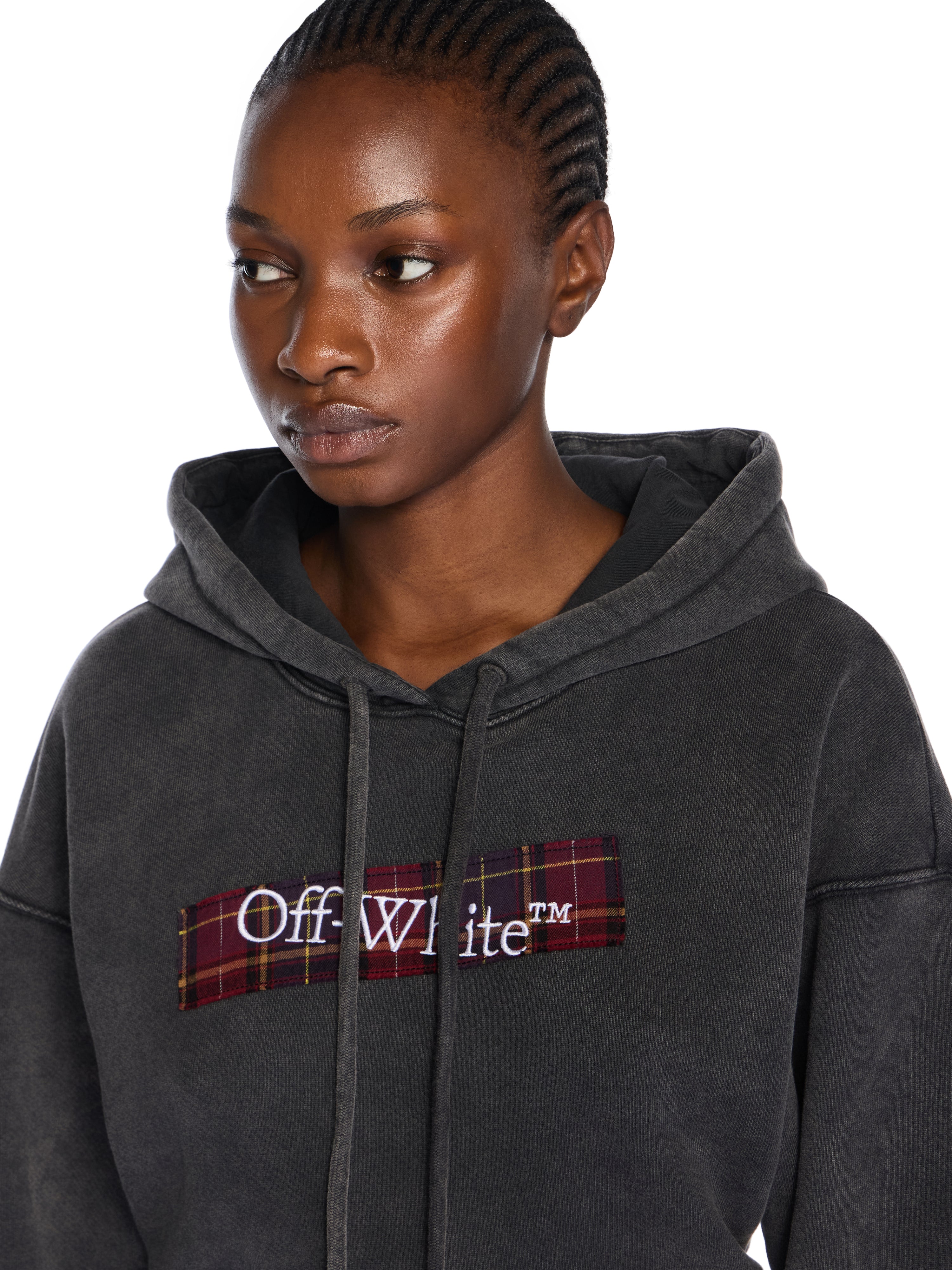 Off-White Bookish Crop Logo Hoodie Black