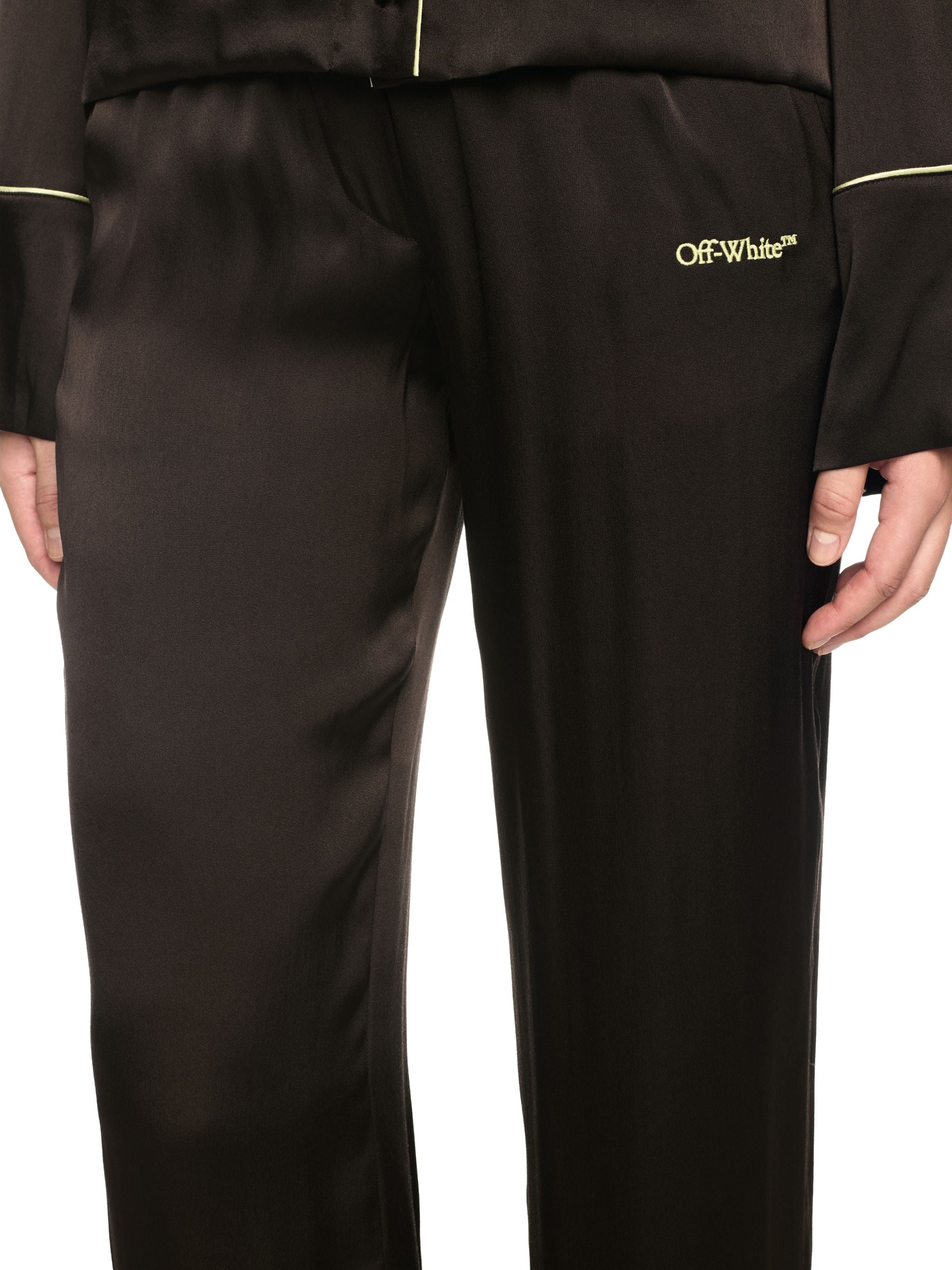 Off-White Satin Pajama Pants Black