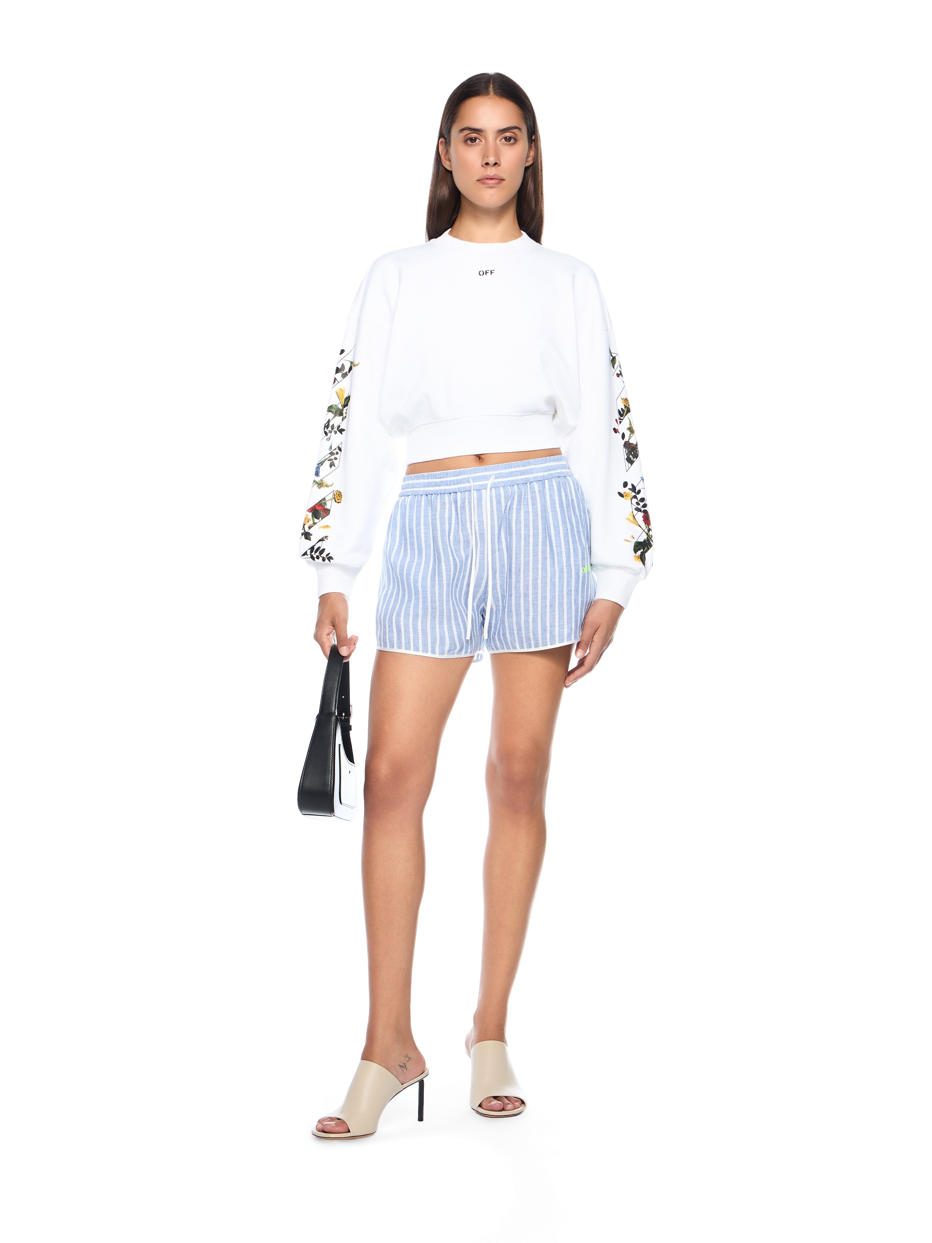 Off-White Striped Drawstring Shorts Blue