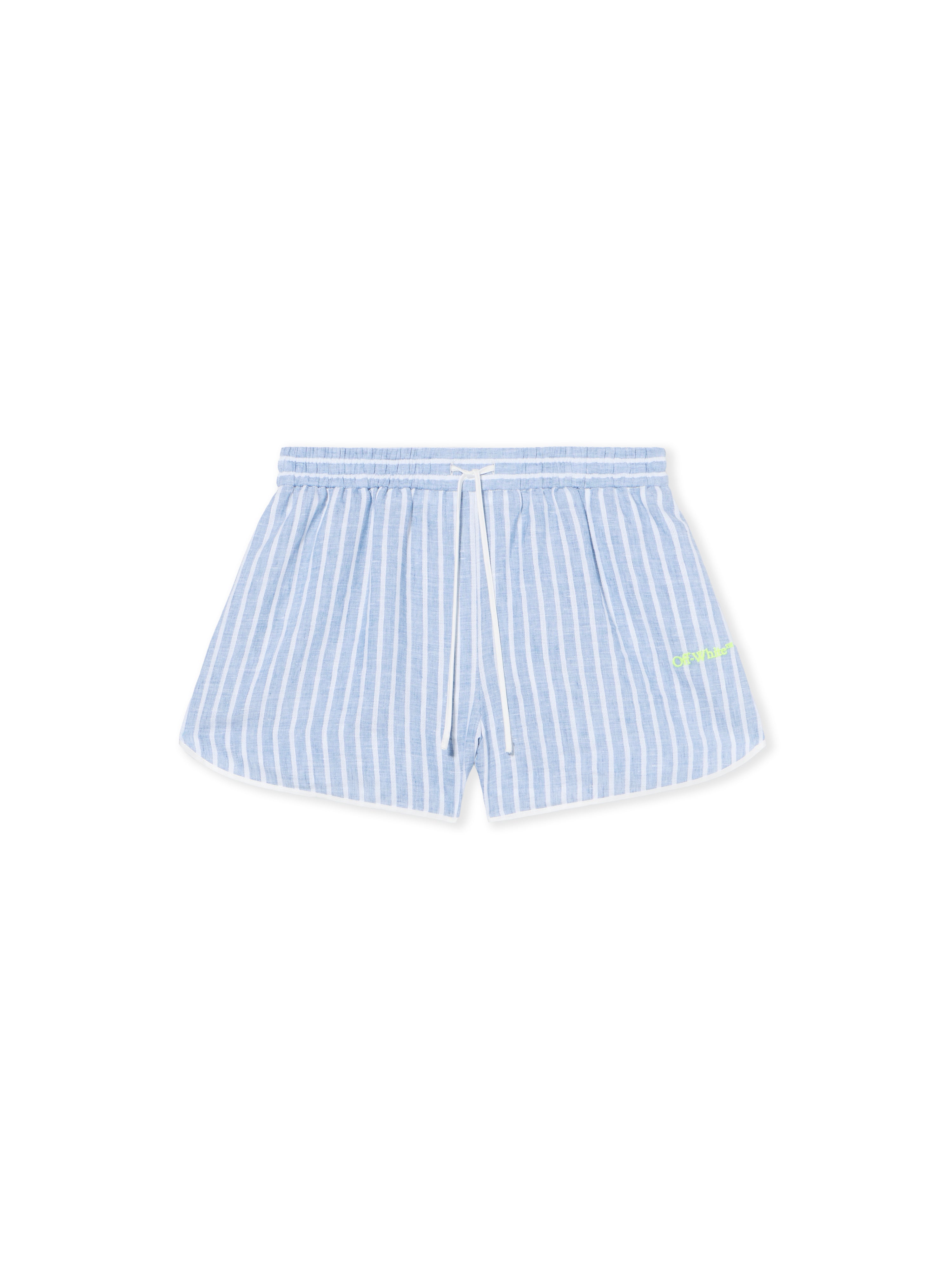 Off-White Striped Drawstring Shorts Blue