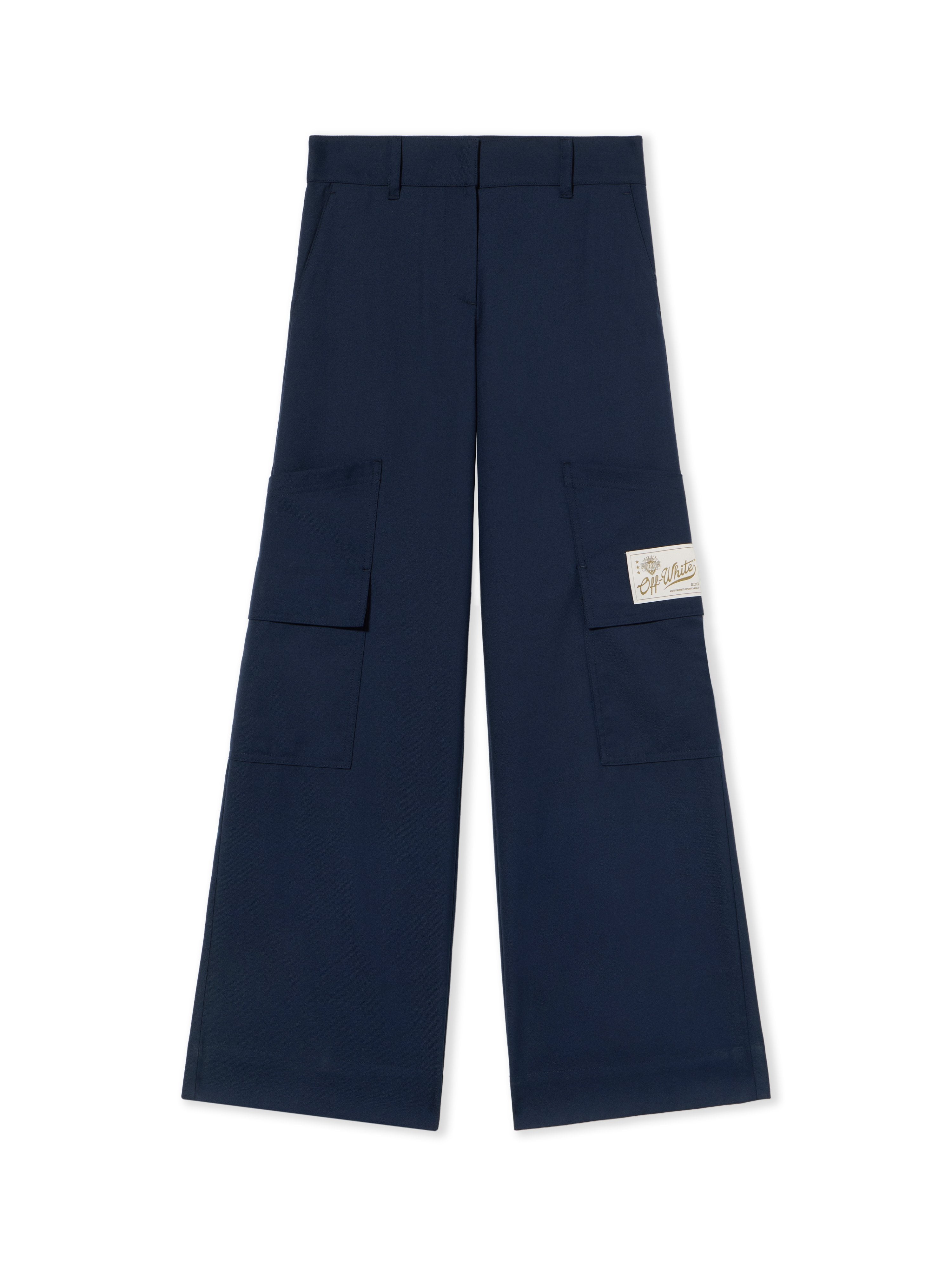 Off-White Gabardine Tailoring Cargo Trousers Blue