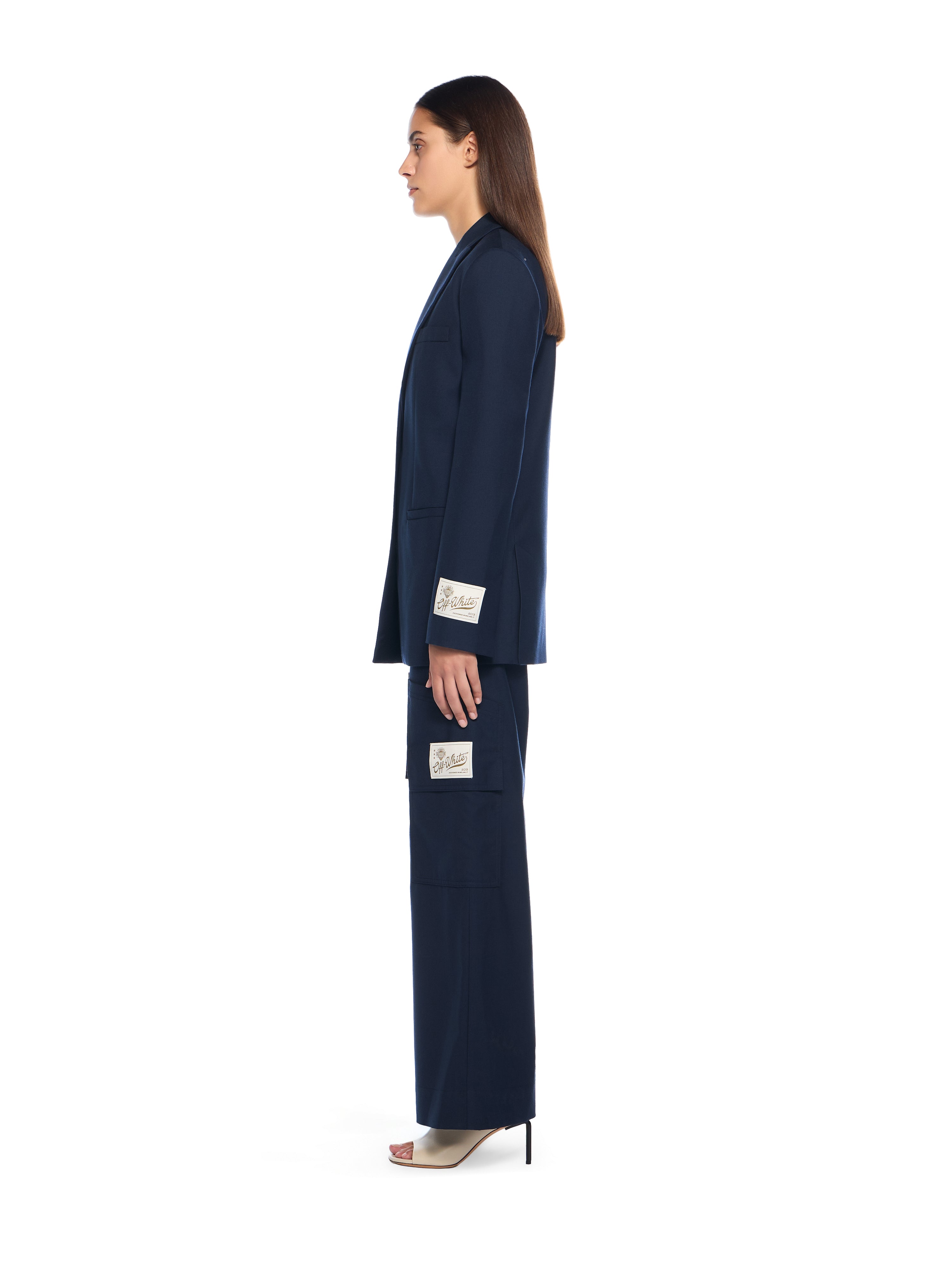 Off-White Gabardine Tailoring Cargo Trousers Blue