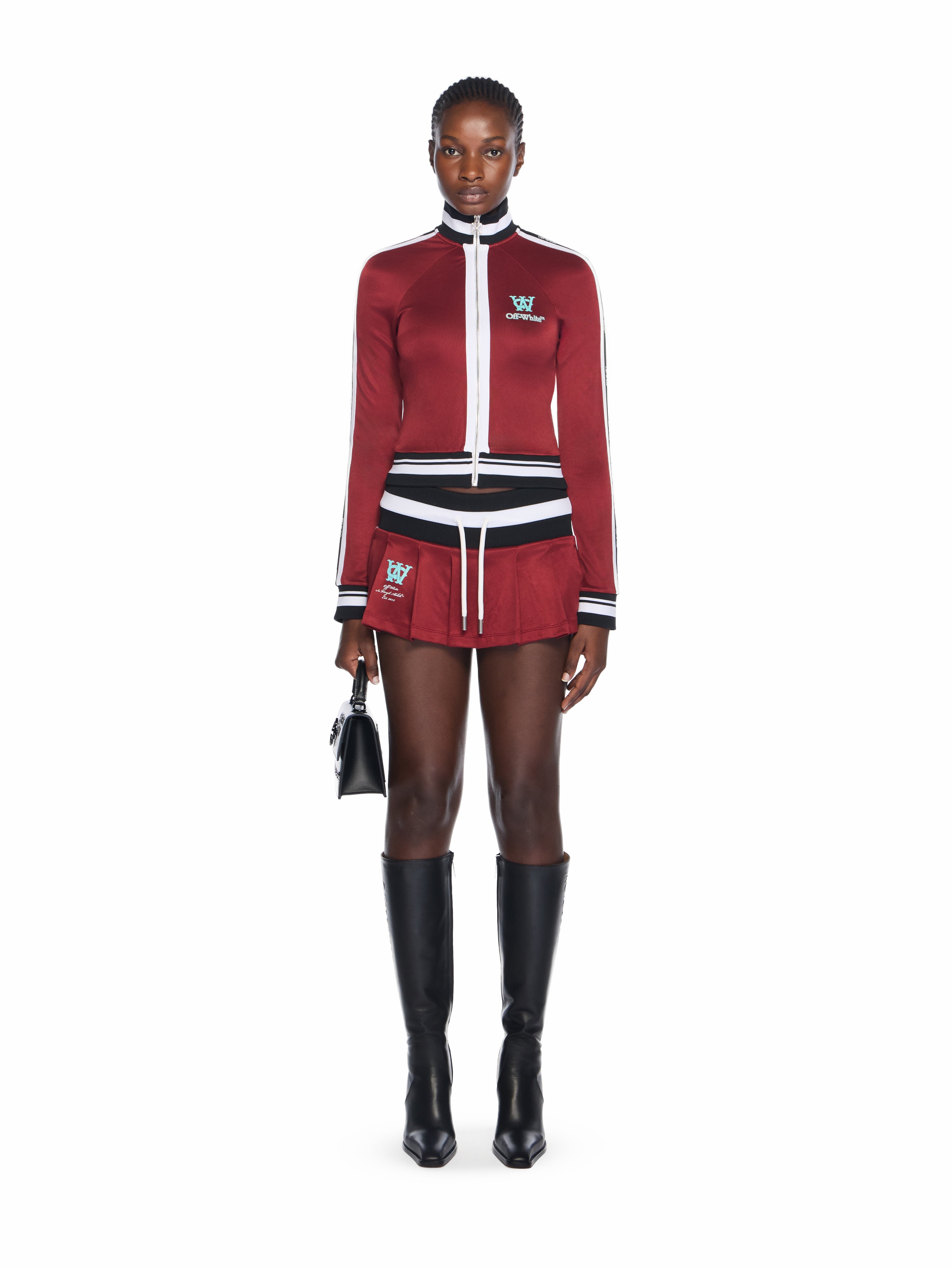 Off-White Track Pleated Serena Skirt Red