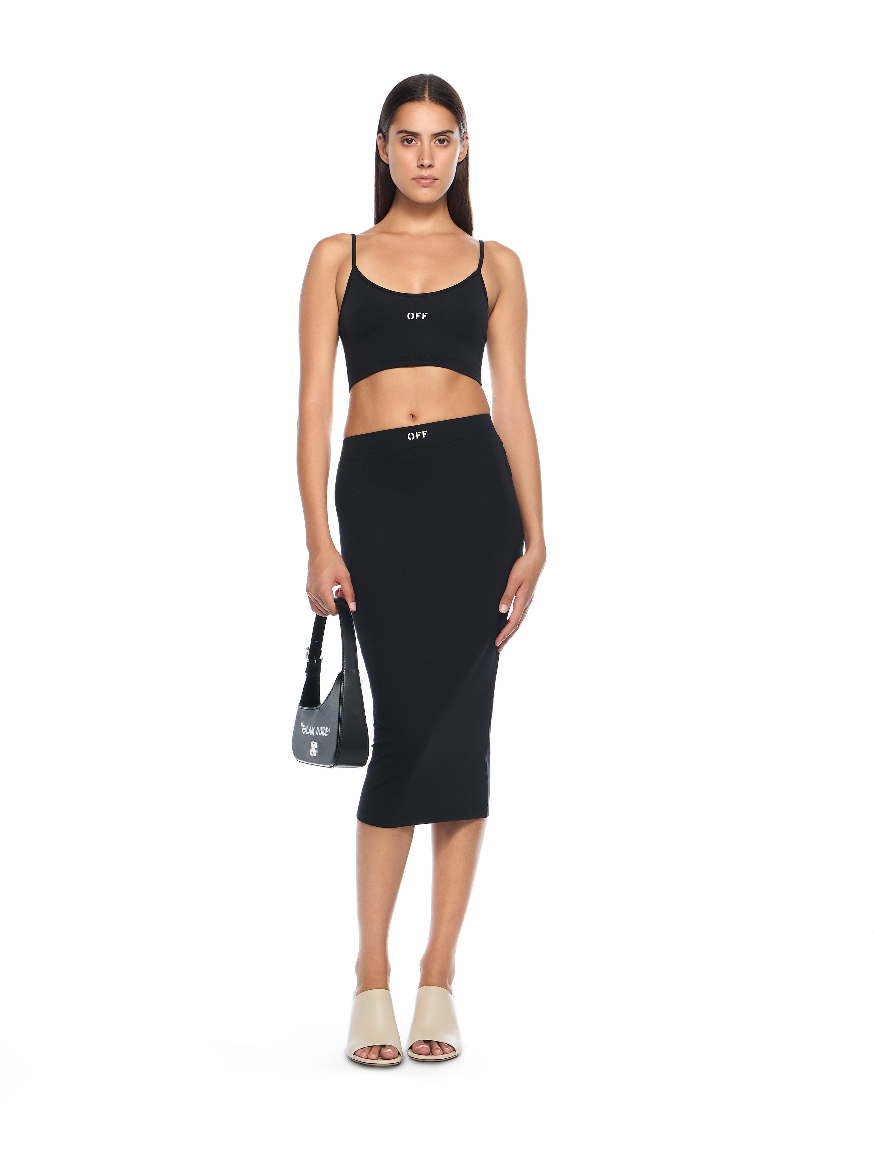 Off-White Sleek Midi Skirt Black