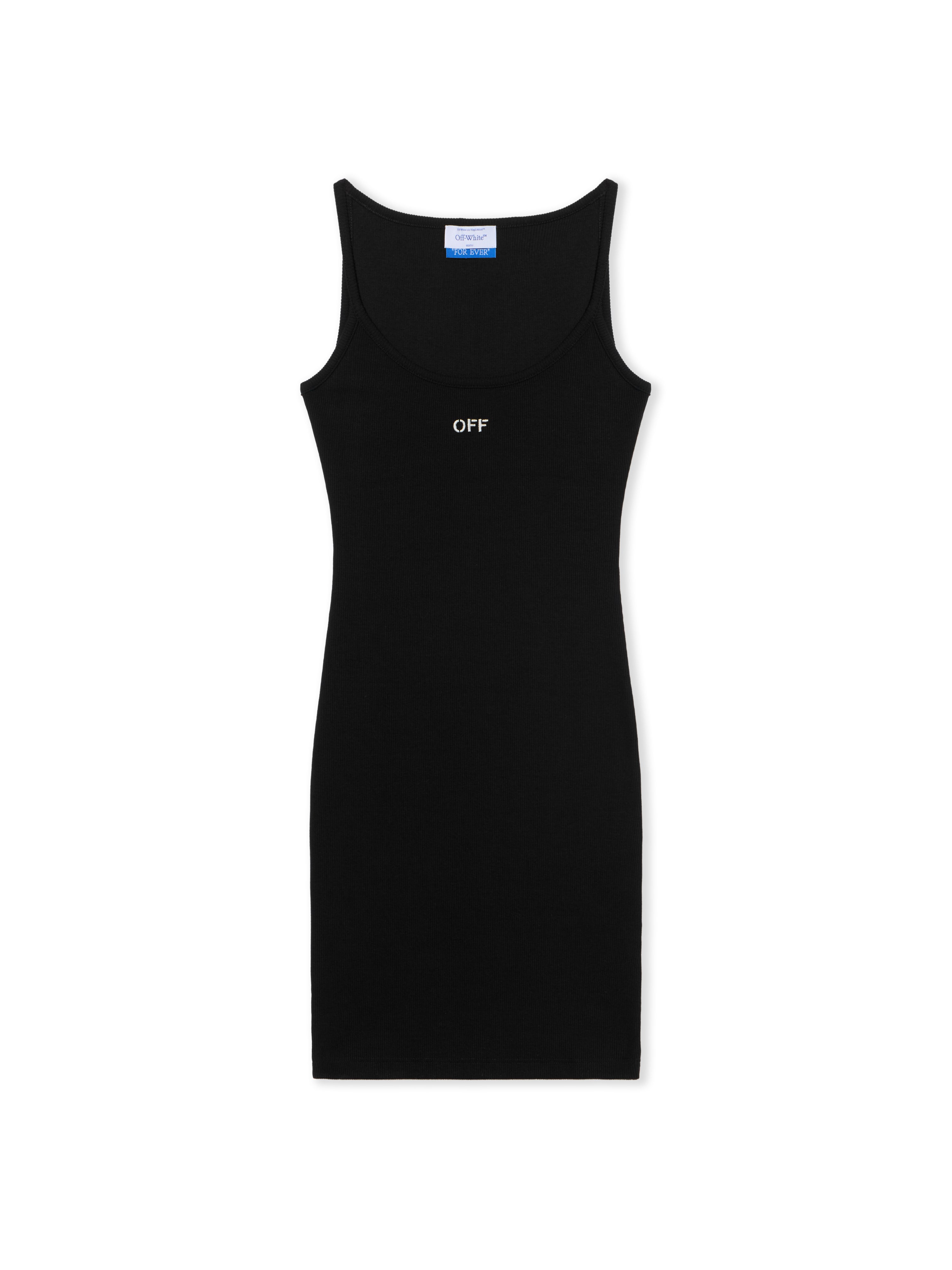 Off-White Off Stamp Rib Tank Dress Black