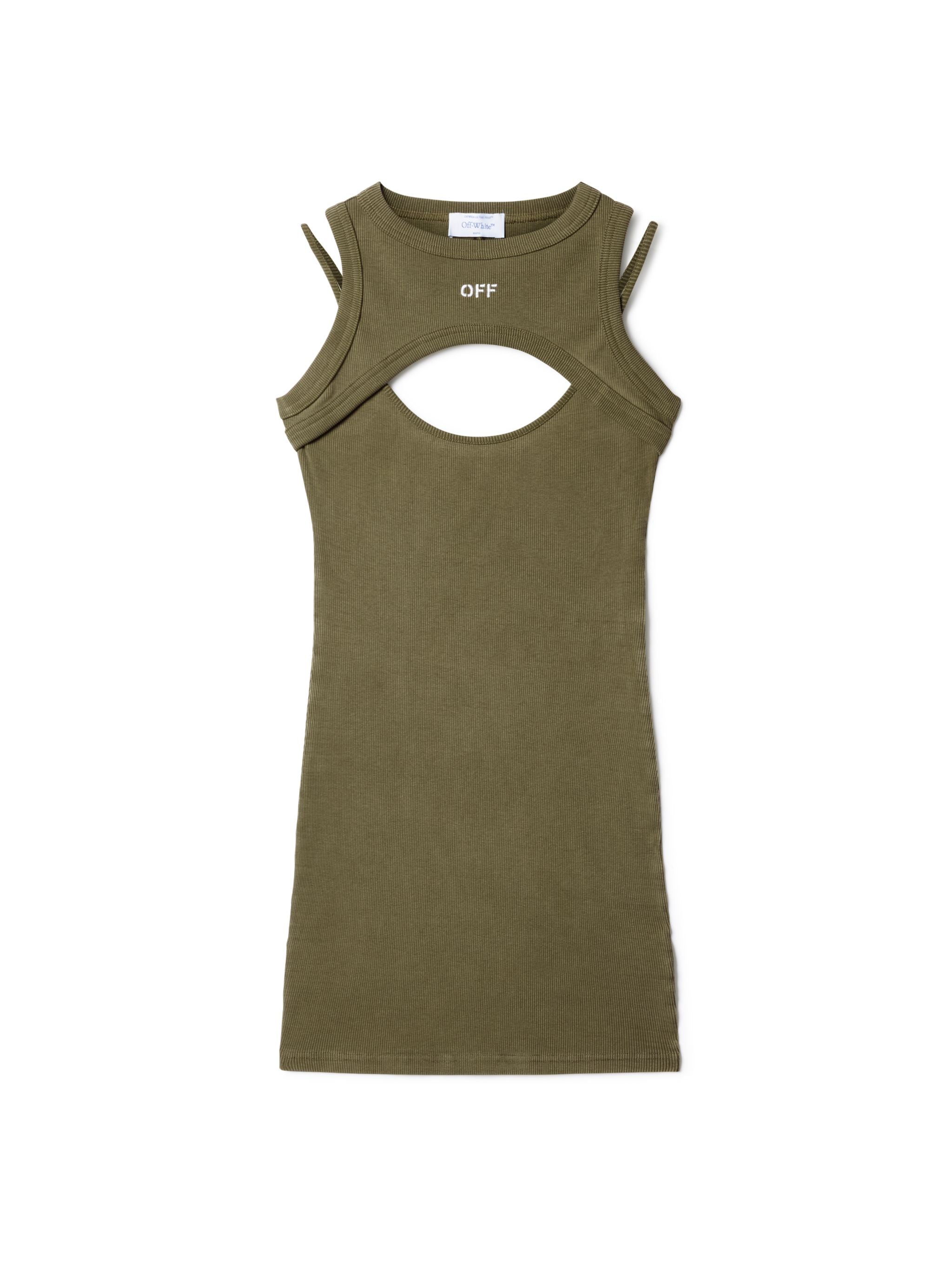 Off-White Off Stamp Rib Cut Out Dress Green
